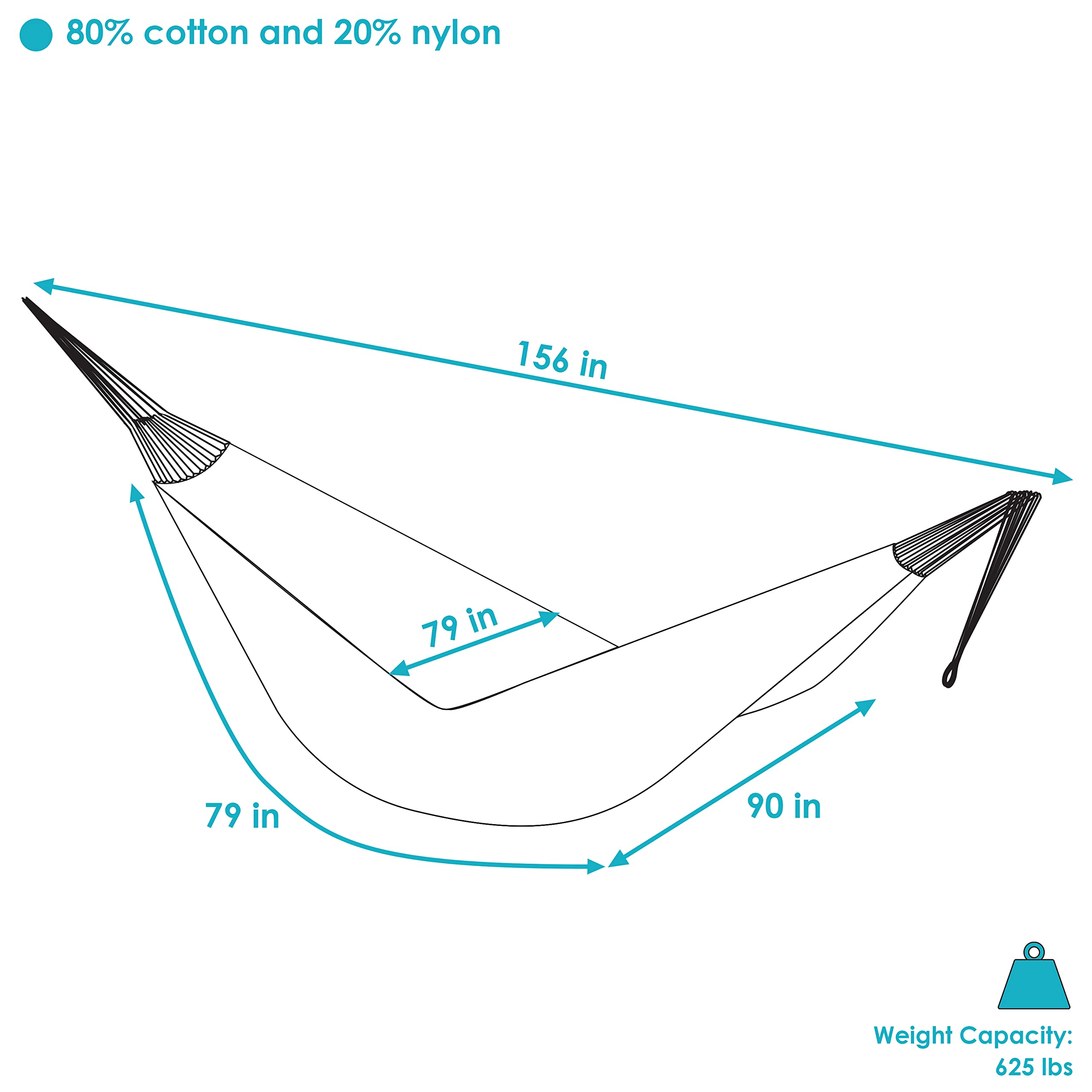 XXL Heavy-Duty Mayan Double Hammock for Outdoor Use - 625 lb Capacity Handwoven Cotton Rope Hammock - Natural Color - Perfect for Backyard, Camping & Beach Relaxation