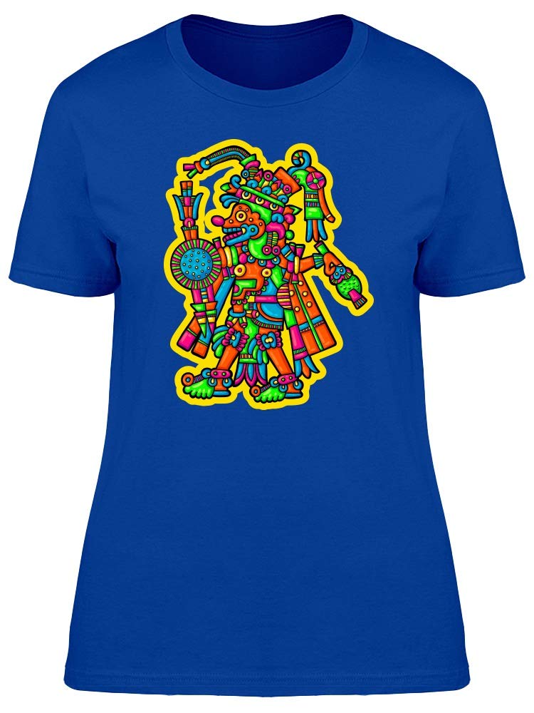Smartprints Colorful Mayan Man T-Shirt for Men - Soft Cotton Graphic Tee for Casual Wear, Street Style & Festival Outfits