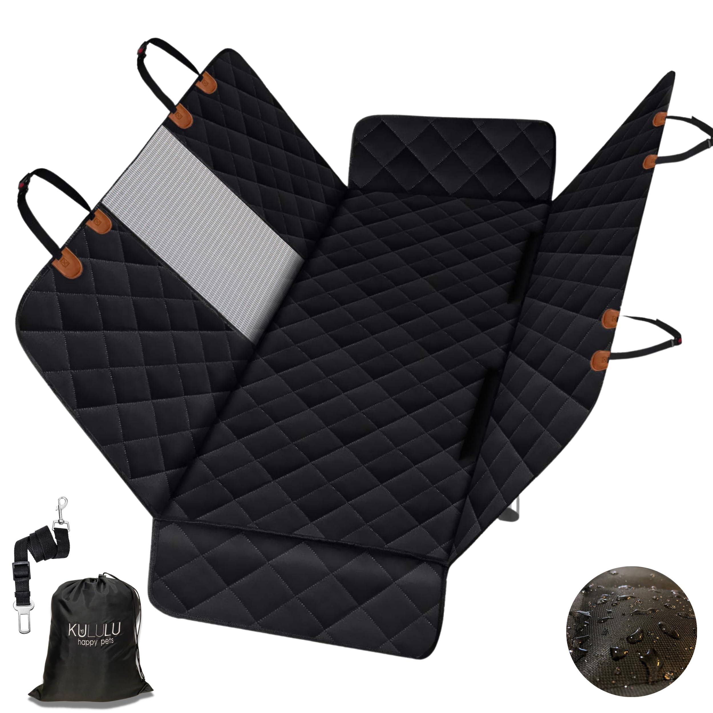 Waterproof Dog Car Seat Cover for Back Seat - Durable Scratchproof Pet Hammock with Mesh Window - Universal Fit for Trucks & SUVs (54