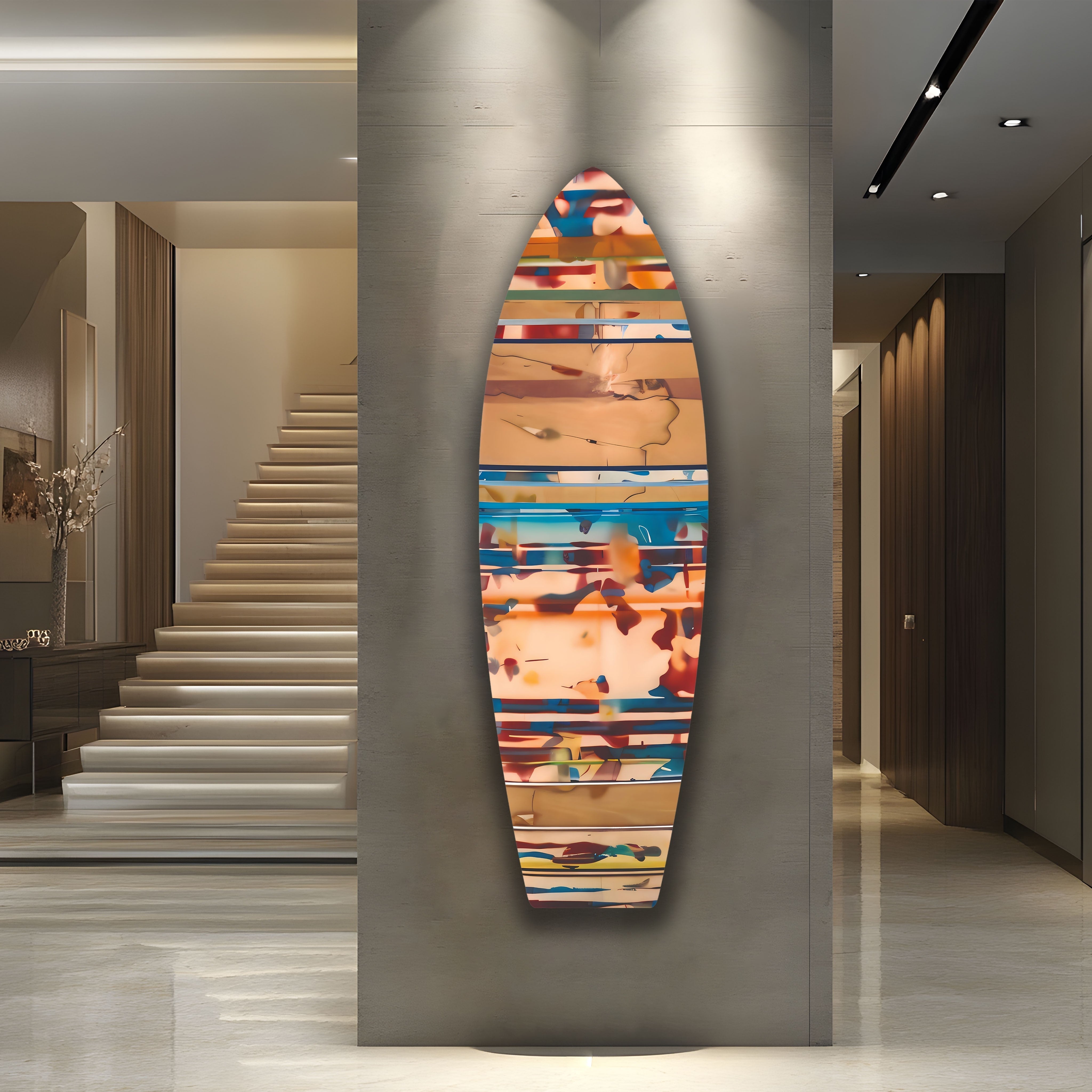 Stylish Beige Surfboard Wall Art Decor - Coastal & Beach Themed Home Decor for Living Room, Bedroom, or Office