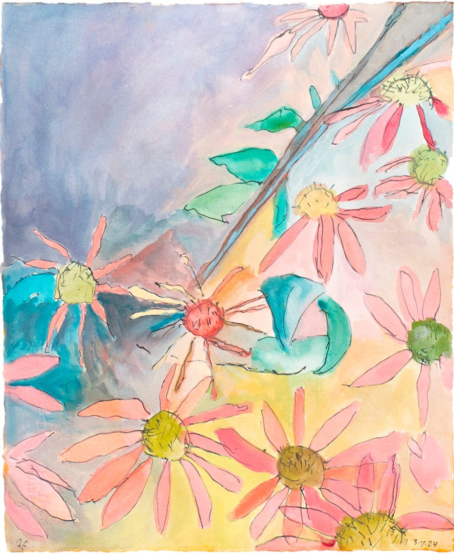Fran Gallun Cone Flower Dance Art Print - Vibrant Floral Wall Decor for Home, Office & Gifts | Perfect for Living Room, Bedroom & Interior Design