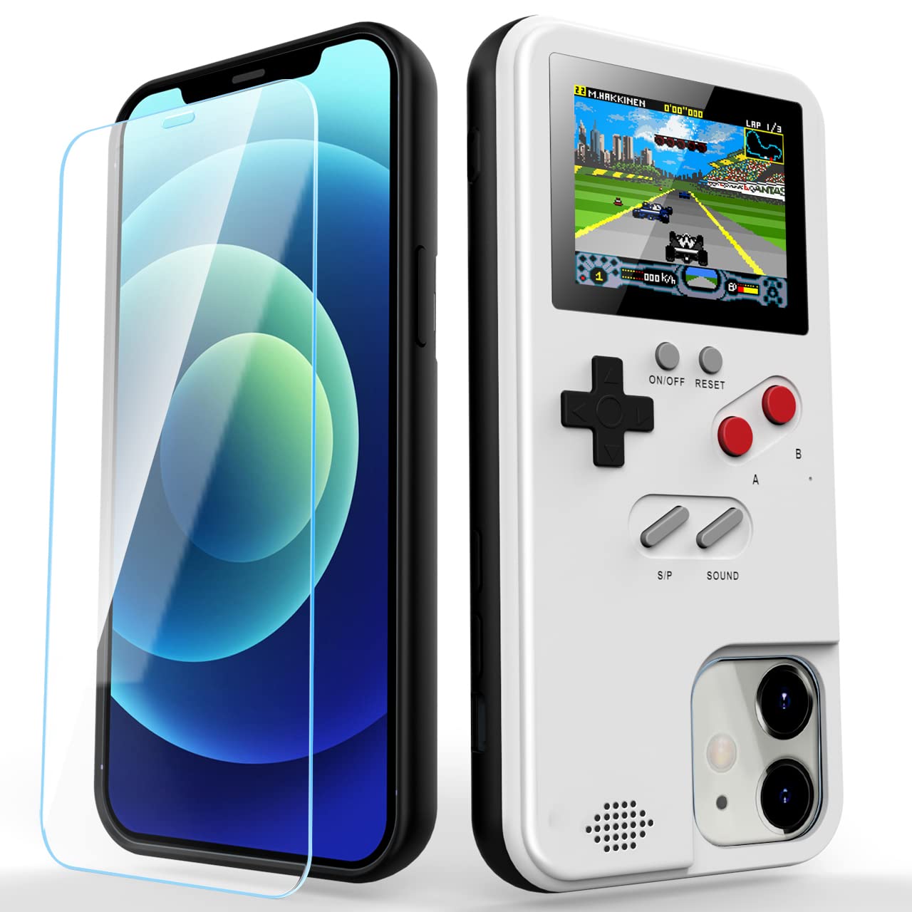 Benelet Gameboy Retro Phone Case for iPhone 11 - Clear Tempered Glass Screen Protector, Full Color Display with Classic Games, Self-Powered Game Console Protective Cover - Perfect Gift for Gamers & 90s Nostalgia Lovers (Great for Gaming, Collecting & Everyday Protection)