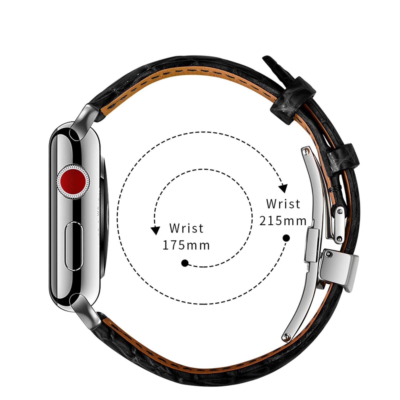 Genuine Crocodile Pattern Leather Band for Apple Watch 38mm 40mm 42mm 44mm - Compatible with Series 6/5/4/3/2/1 & SE - Stylish Replacement Strap for Men & Women - Perfect for Work, Gym & Casual Wear