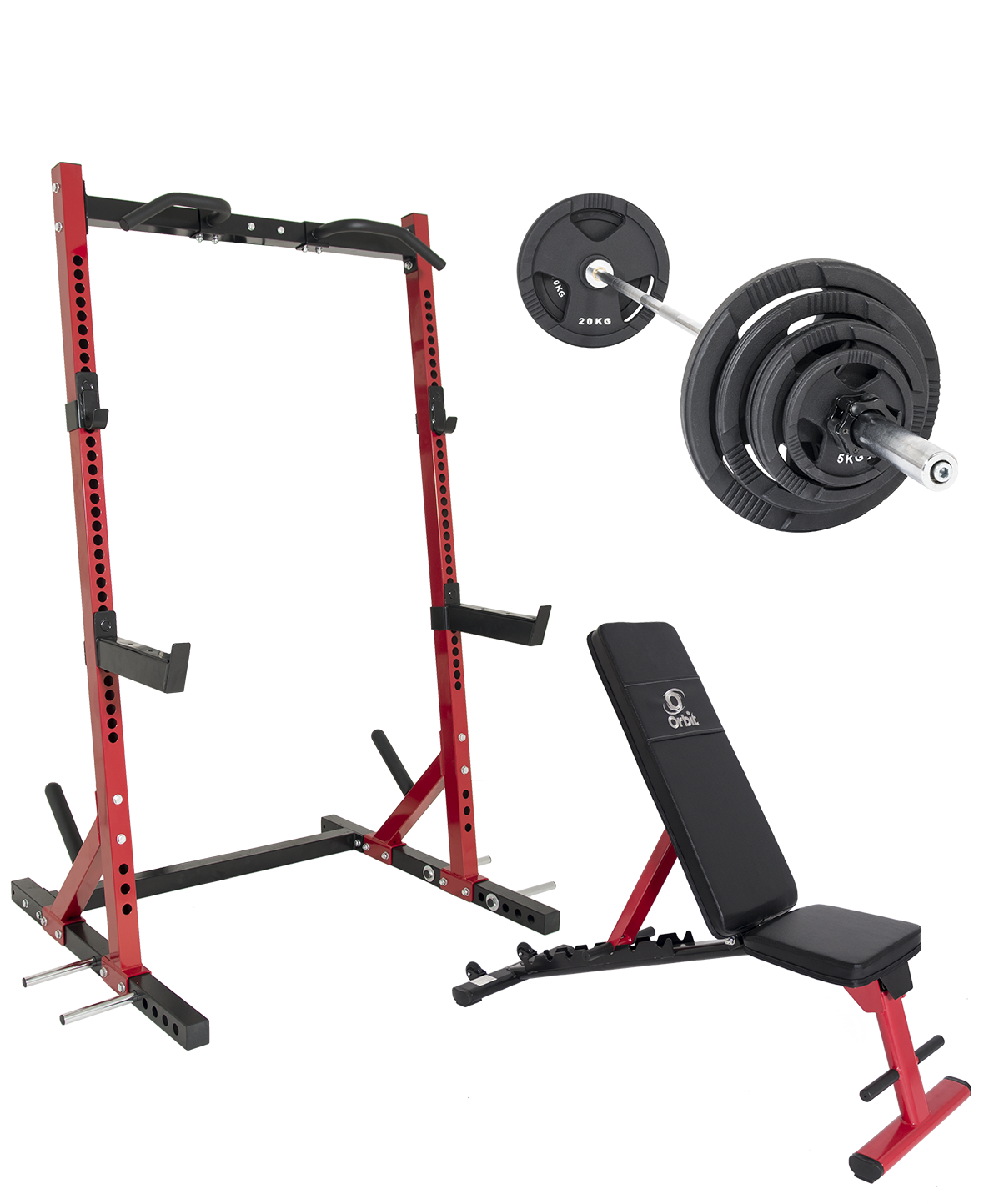 Max Squat Rack Package - Heavy Duty Power Cage with Pull-Up Bar & Weight Plate Storage | Perfect for Home Gym Strength Training & CrossFit Workouts