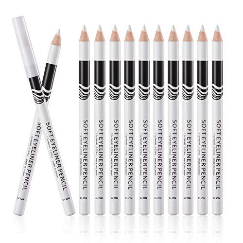 Professional White Eyeliner Pencils - Waterproof, Long-Lasting & Soft Eyeshadow for Highlighting & Brightening Eyes - 12pcs Makeup Kit for Stage, Cosplay & Everyday Beauty Looks