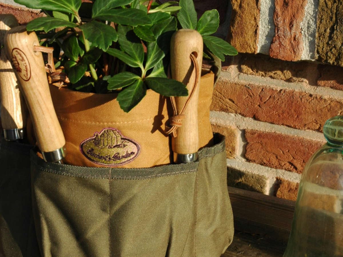 Esschert Design Heavy Duty Canvas Round Tool Bag - Durable Storage for Gardening, DIY, and Craft Supplies | Perfect for Home, Workshop, and Outdoor Use