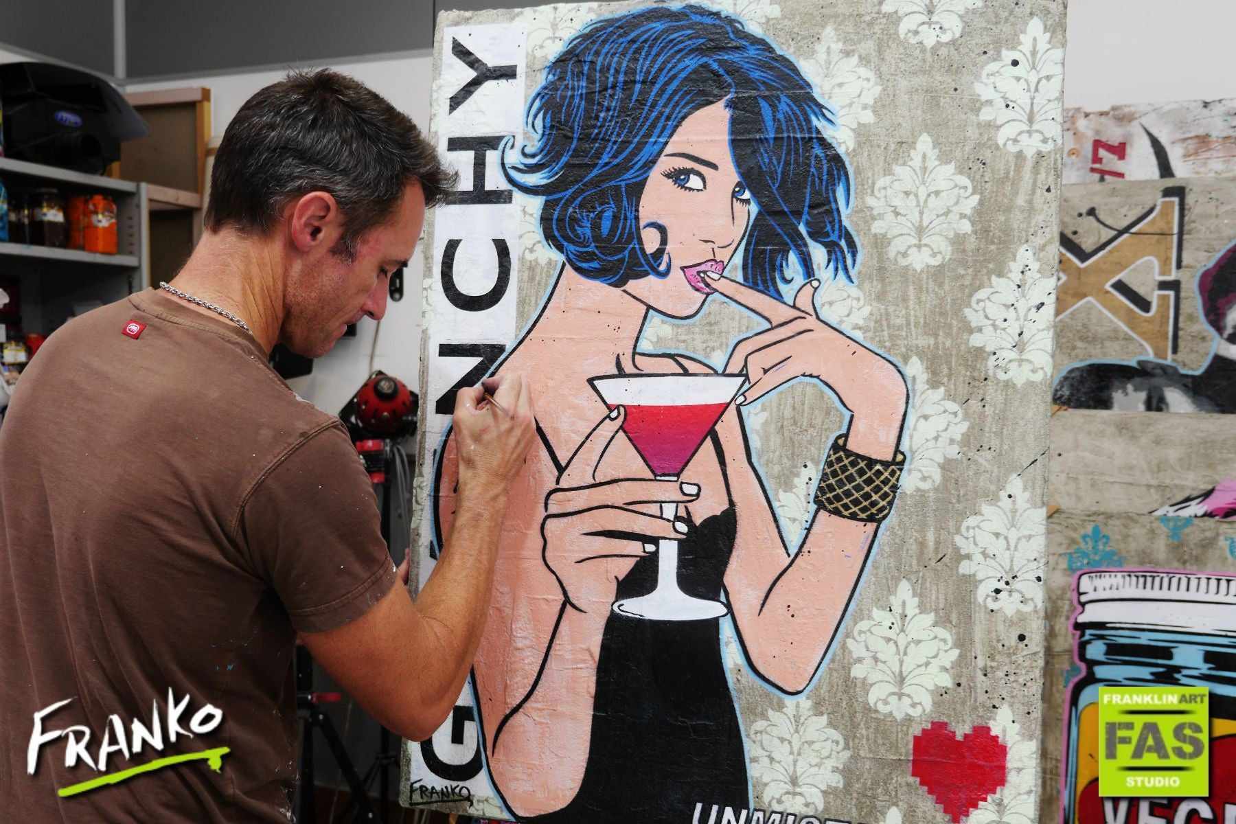 75cm x 100cm Cocktail Woman Pop Art Canvas Painting - Modern Bar Decor, Living Room Wall Art, Gift for Cocktail Lovers