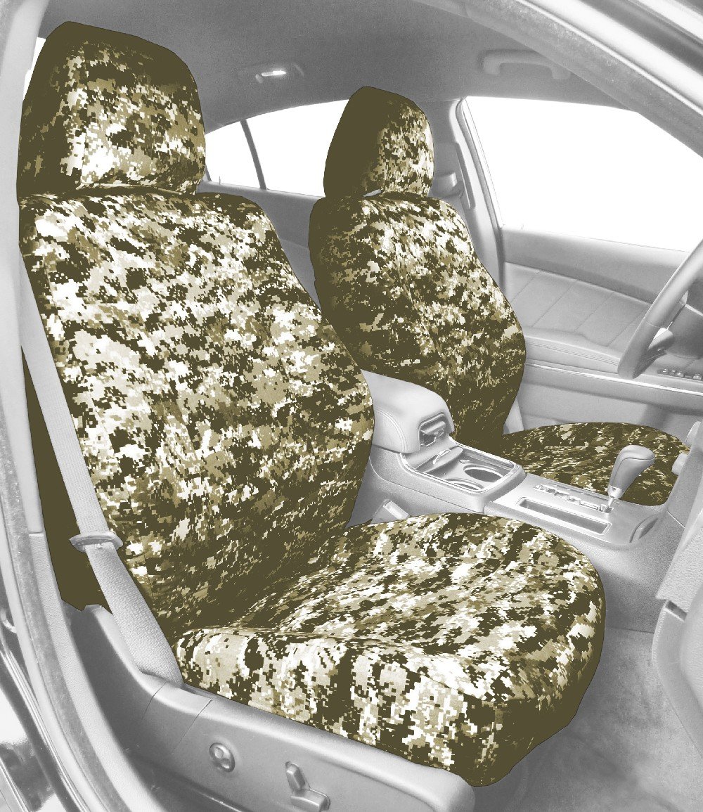 CalTrend Waterproof Car Seat Covers for 1989-2002 Toyota T100, 4Runner & Tacoma - Camouflage Design with Forest Insert & Trim - Front Sport Bucket Seats - Easy Installation (1 Set) | Perfect for Off-Roading, Hunting & Outdoor Adventures