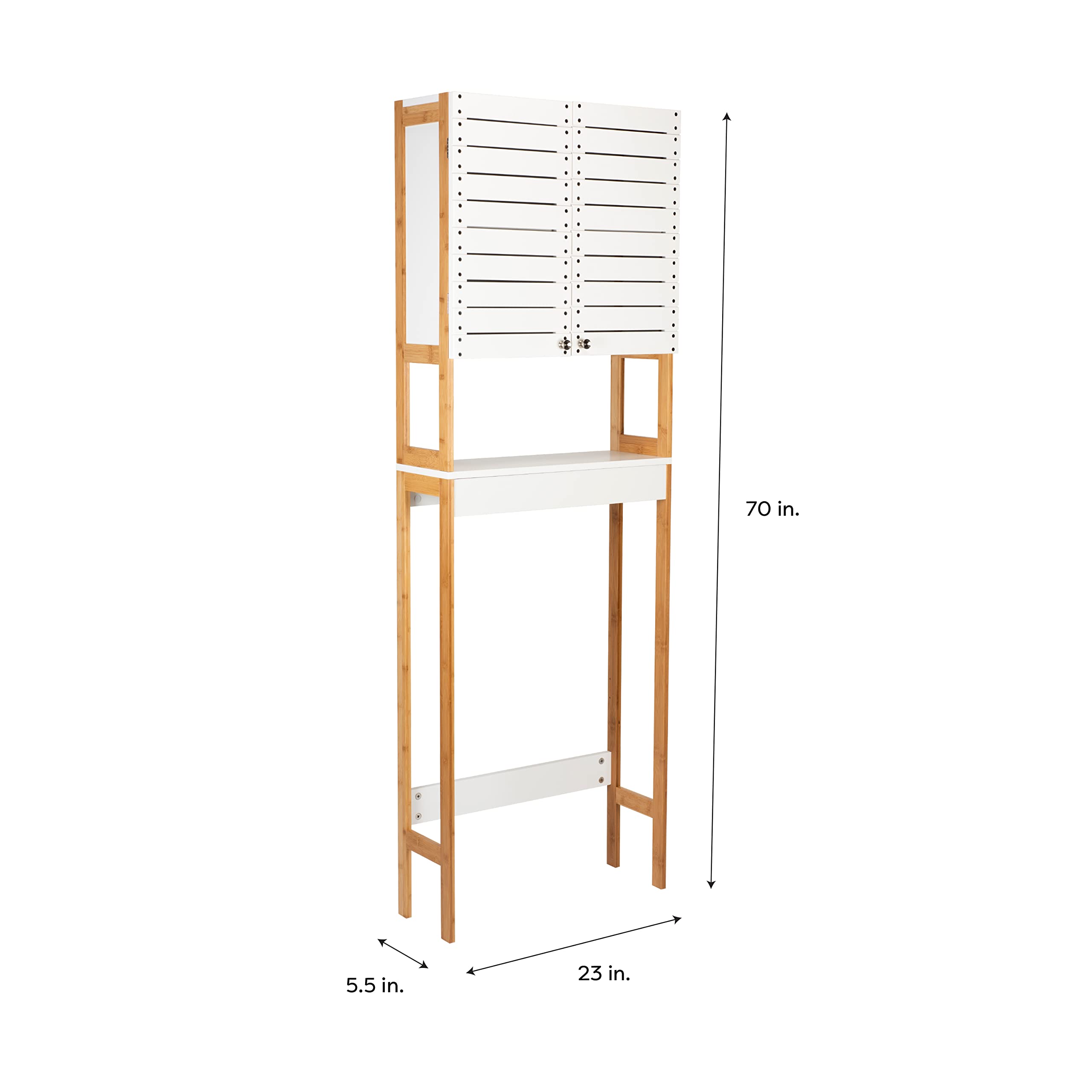 White 3-Tier Over The Toilet Bamboo Storage Cabinet - Space Saving Bathroom Organizer for Towels, Toiletries & Decor | Perfect for Small Bathrooms & Apartments