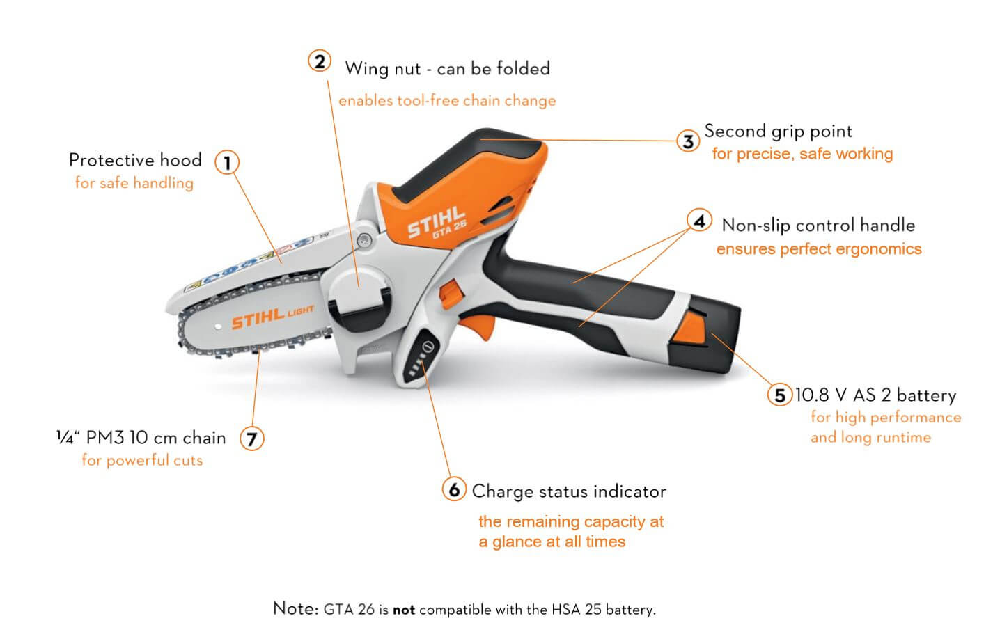 STIHL GTA 26 Battery-Powered Handheld Pruning Saw - Lightweight Cordless Chainsaw for Tree Trimming, Gardening & Landscaping | Perfect for DIY Projects & Professional Use