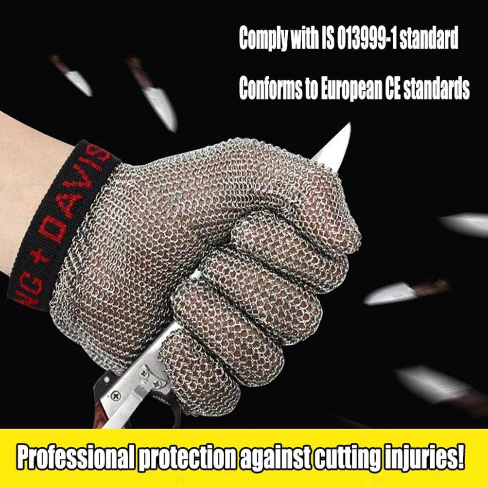 Cut-Resistant Stainless Steel Chainmail Gloves for Mechanics - Slip-Proof Safety Work Gloves (XS) - Ideal for Metal Fabrication, Woodworking & Industrial Protection