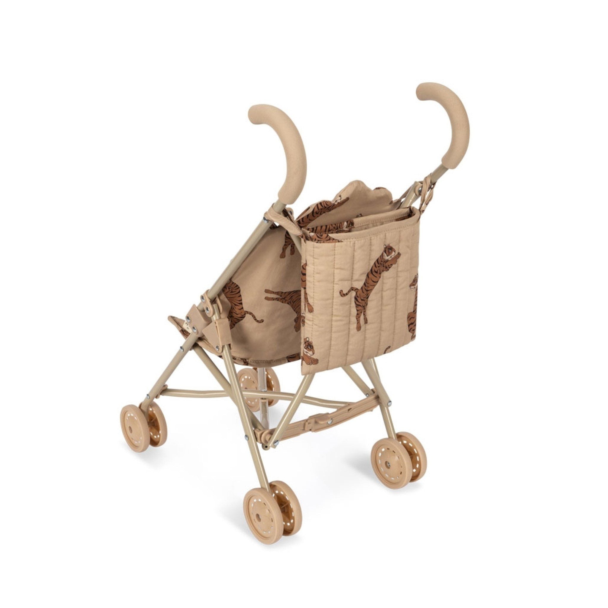 KONGES SLØJD Kids Doll Stroller - Premium Tiger/Oxford Tan Baby Doll Pushchair for Toddlers | Perfect for Pretend Play, Indoor Activities & Gift for Girls