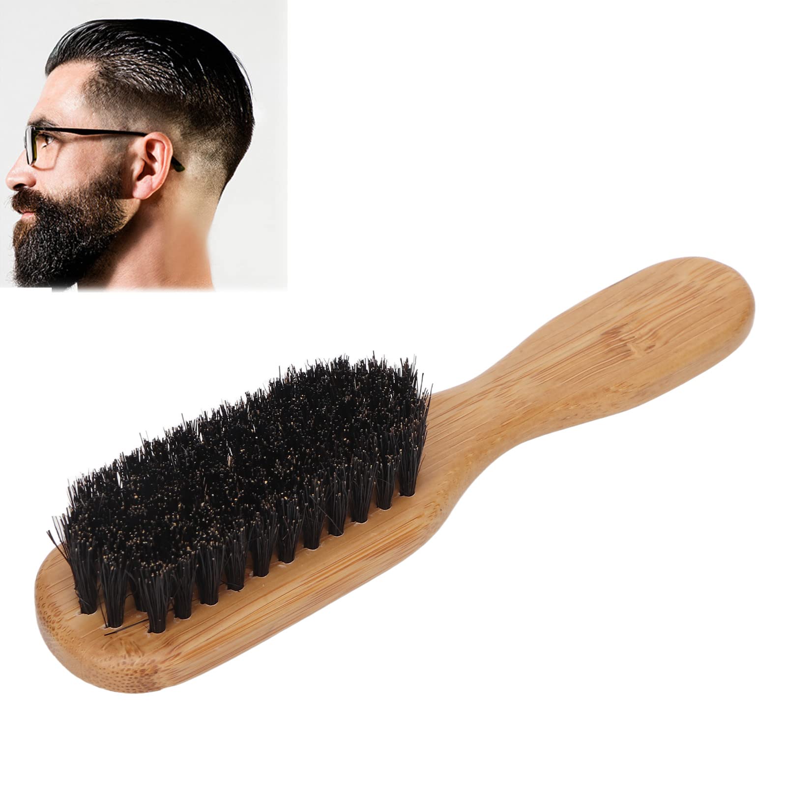 Men's Wooden Beard Brush - Soft Bristles & Bamboo Handle for Home & Travel