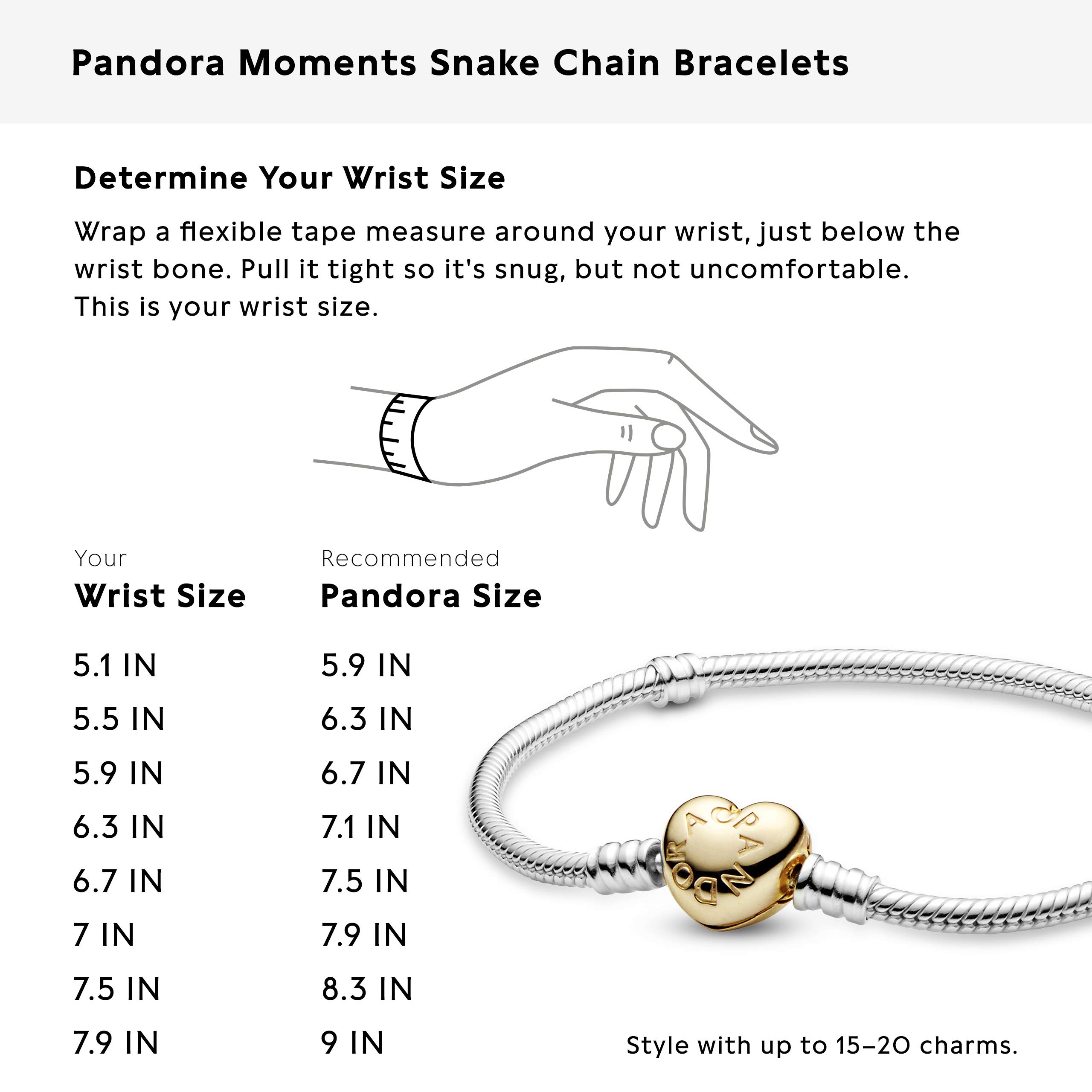 PANDORA Moments Heart Clasp Snake Chain Bracelet - Sterling Silver Charm Bracelet for Women - Gift Box Included - Perfect for Birthdays, Anniversaries & Valentine's Day Gifts