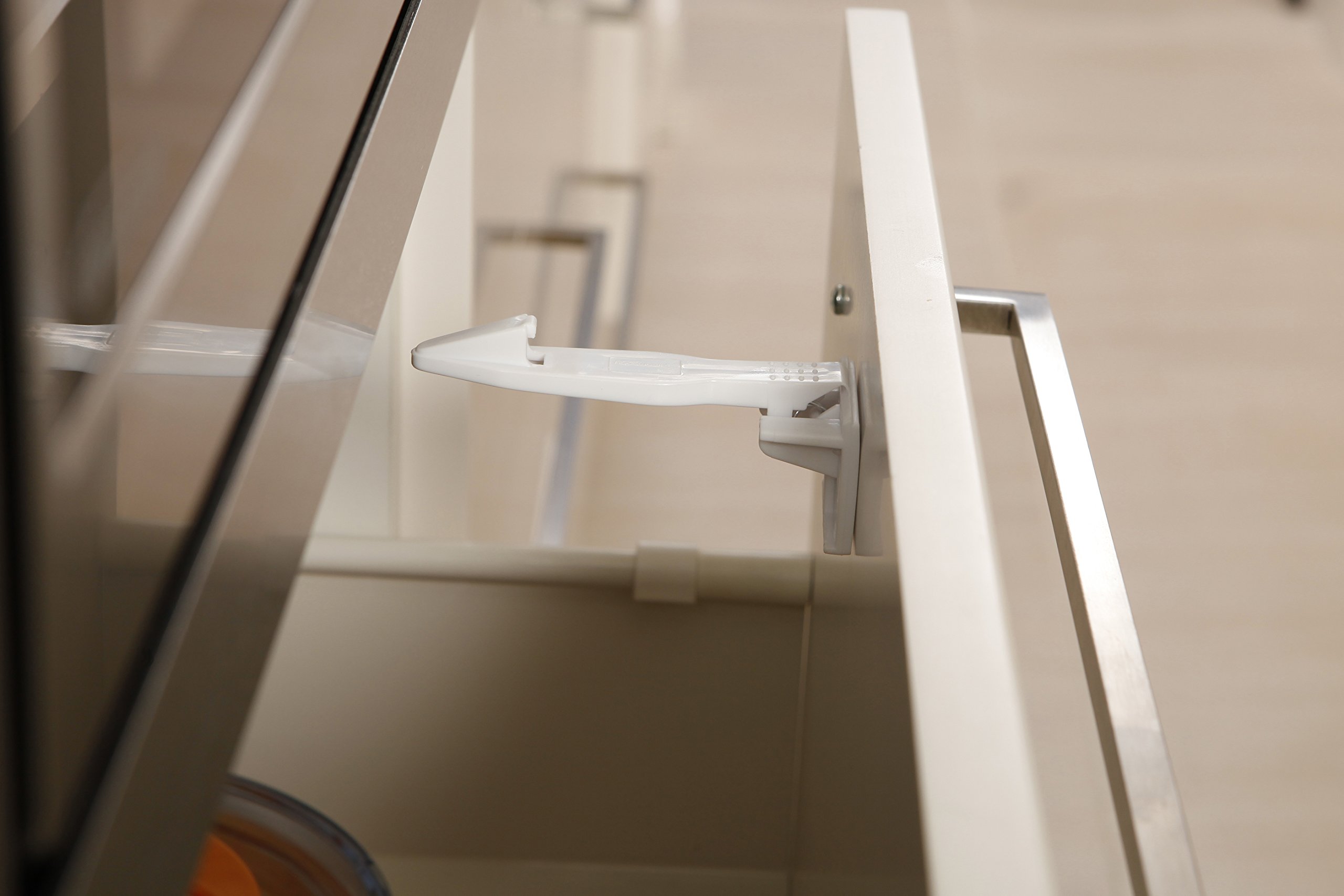Dreambaby Spring Latches 3 Pack - Child Safety Cabinet Locks for Kitchen, Bathroom & Nursery - Easy Install Baby Proofing Essentials