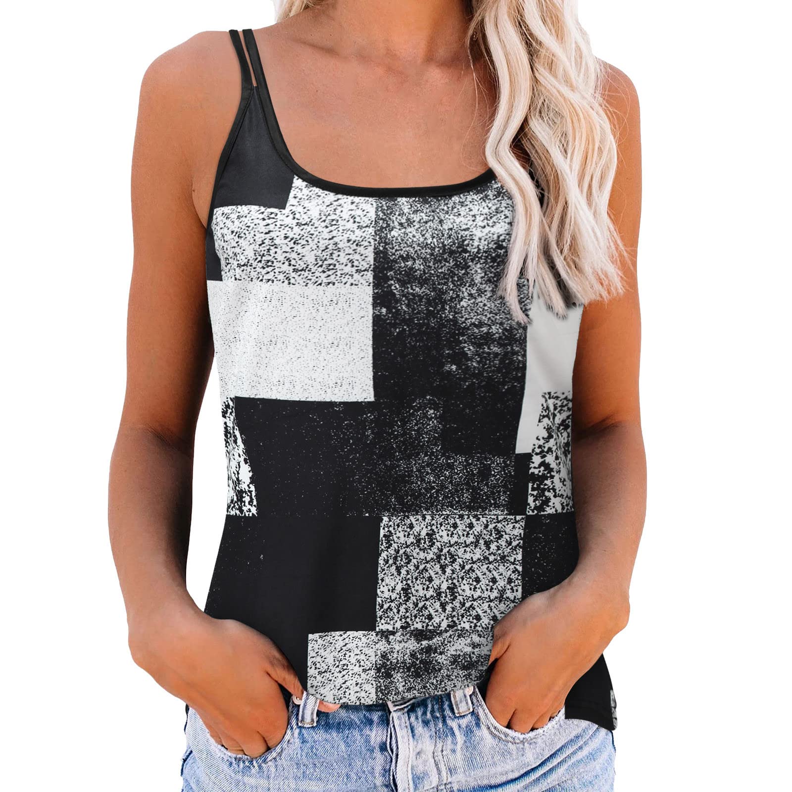 Plus Size Women's Boho Floral Print Tunic Tops - Casual Sleeveless & Short Sleeve Tees - Trendy Summer Tanks for Women | Perfect for Beach Outings, Music Festivals & Casual Wear