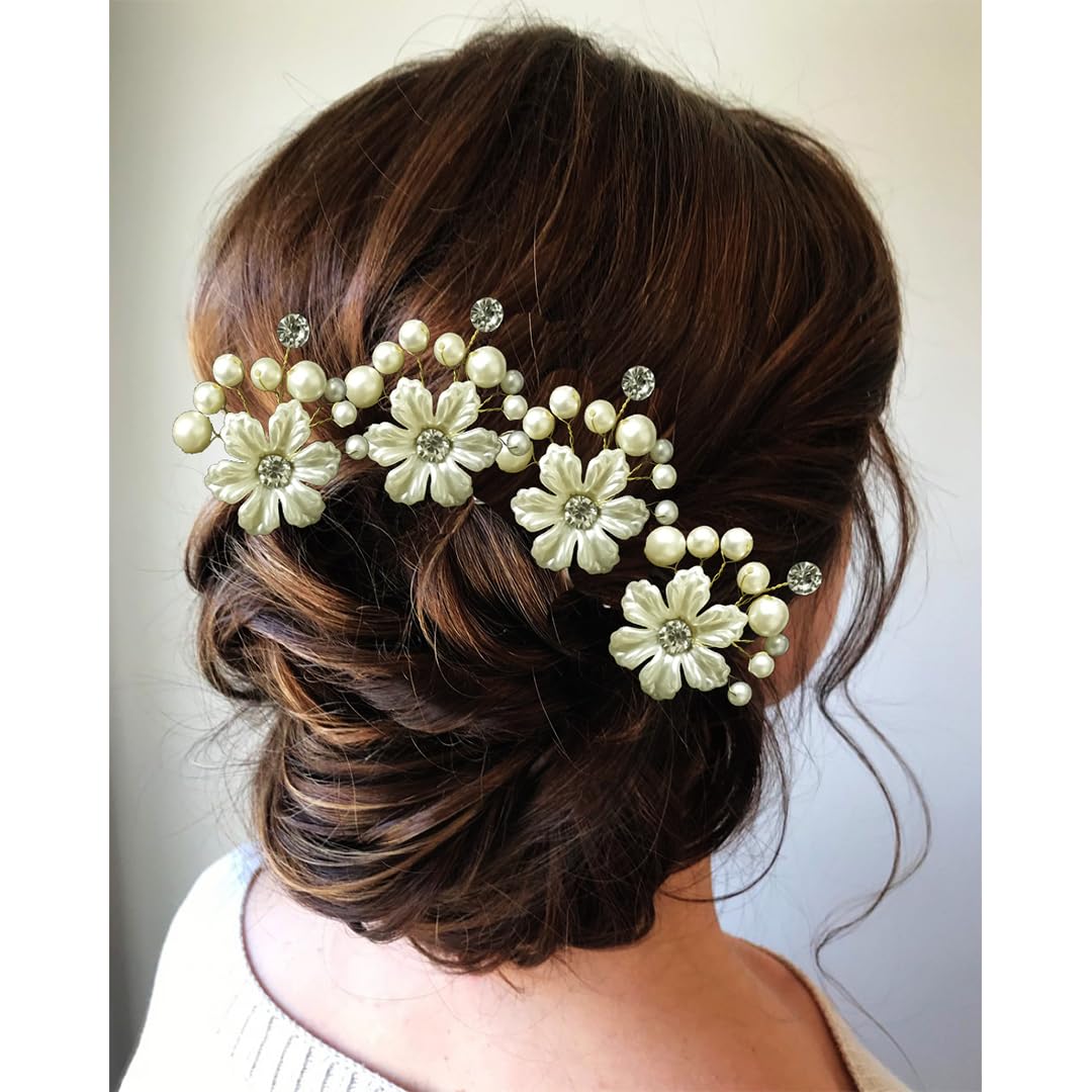 Elegant Floral Metal Hair Clip with Pearls & Stones - Women's Hair Accessories for Weddings, Parties & Everyday Wear | Combo Pack of 2 Styles (1687 & 2145) - Perfect Gift for Women & Girls