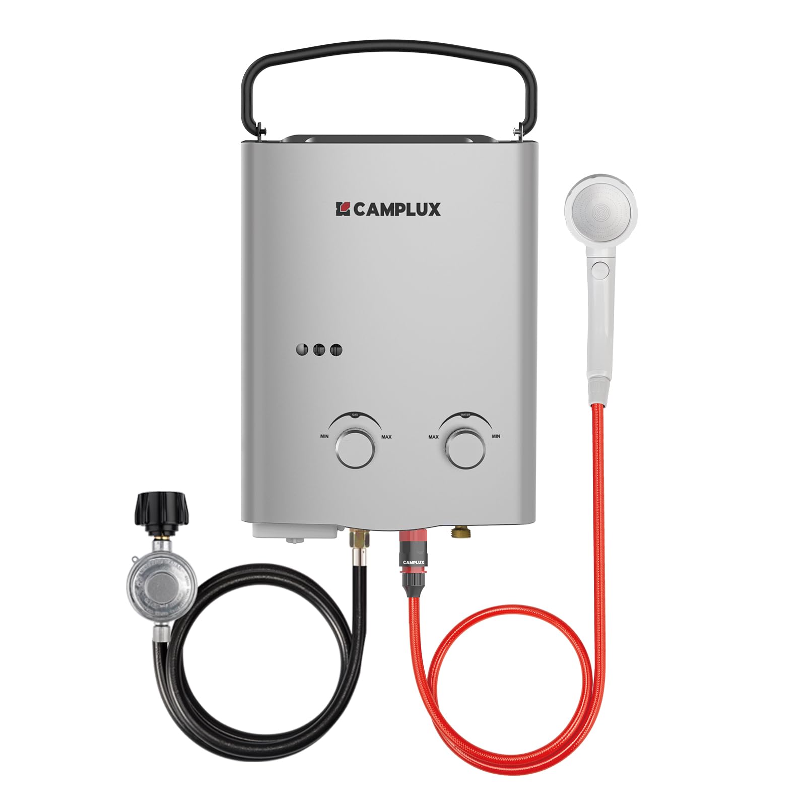 CAMPLUX 1.32 GPM Portable Tankless Water Heater - 5L Outdoor Propane Camping Water Heater with Overheating Protection (AY132G, Gray) - Perfect for Camping, RV Trips, Hiking & Outdoor Showers