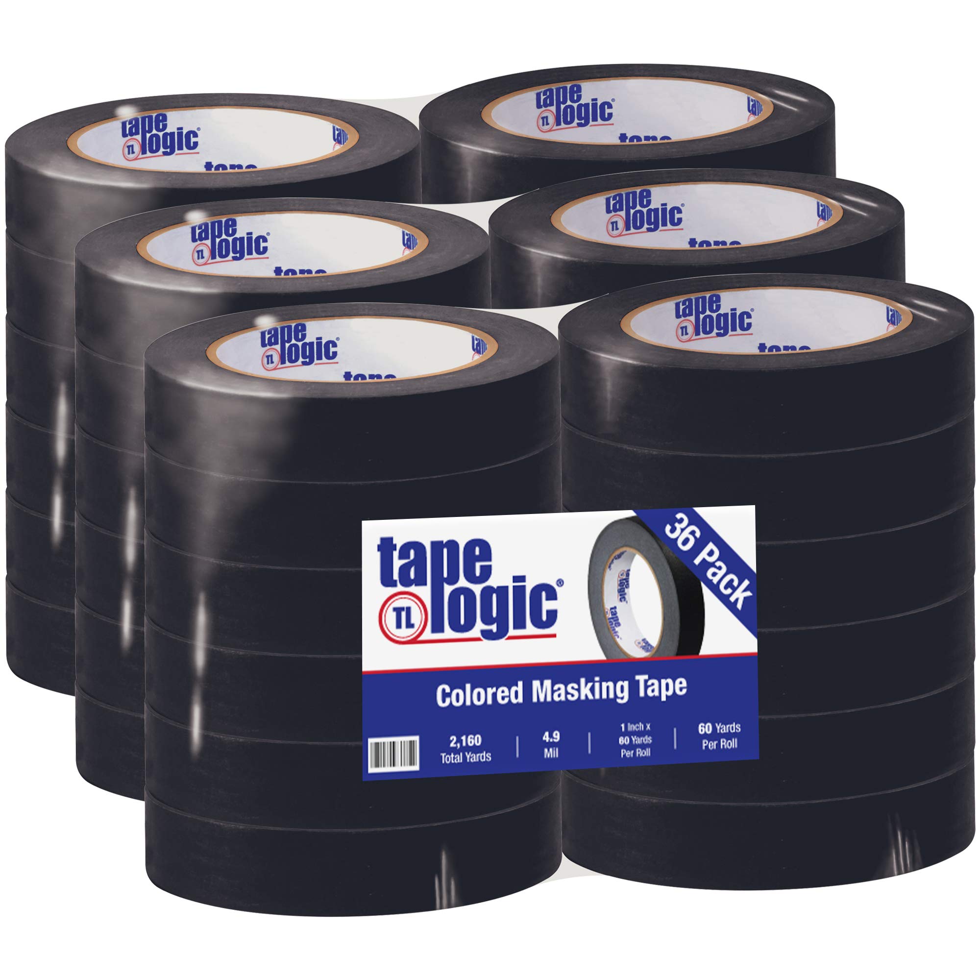 Aviditi 1 Inch x 60 Yards Colored Masking Tape - 36 Pack Black Multipurpose Tape for Home Office, Arts & Crafts, DIY Projects, Labeling, Coding | Perfect for Painting, Packaging, Organizing & Temporary Marking