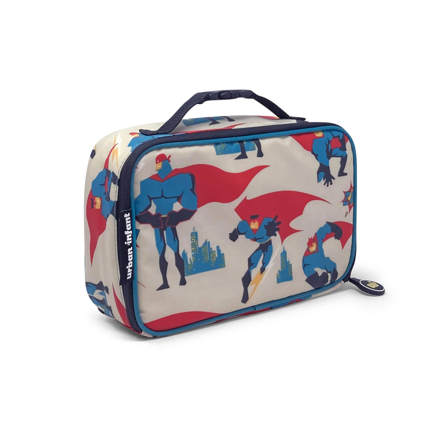 Urban Infant Yummie Insulated Kids Lunch Box Bag for Toddler Boys & Girls - Bento Box Friendly, Allergy Alert Cards Included - Perfect for Daycare, Preschool & Travel Snacks - Superhero Design for School, Picnics & Outdoor Activities