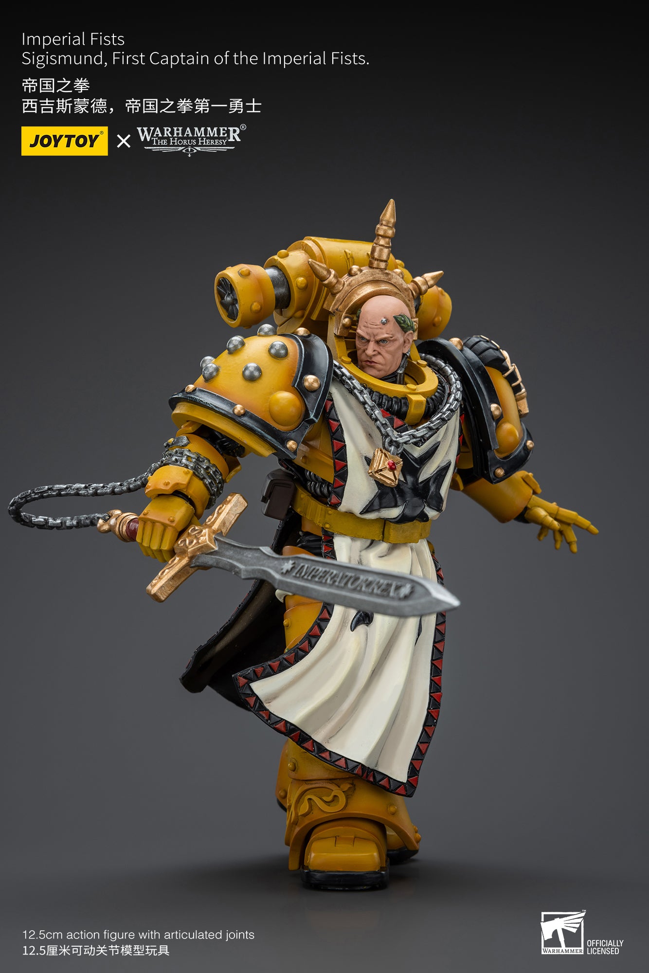 JOYTOY 1/18 Warhammer The Horus Heresy Imperial Fists Sigismund Action Figure - First Captain Reissue Collectible Model for Display & Gaming Scenes