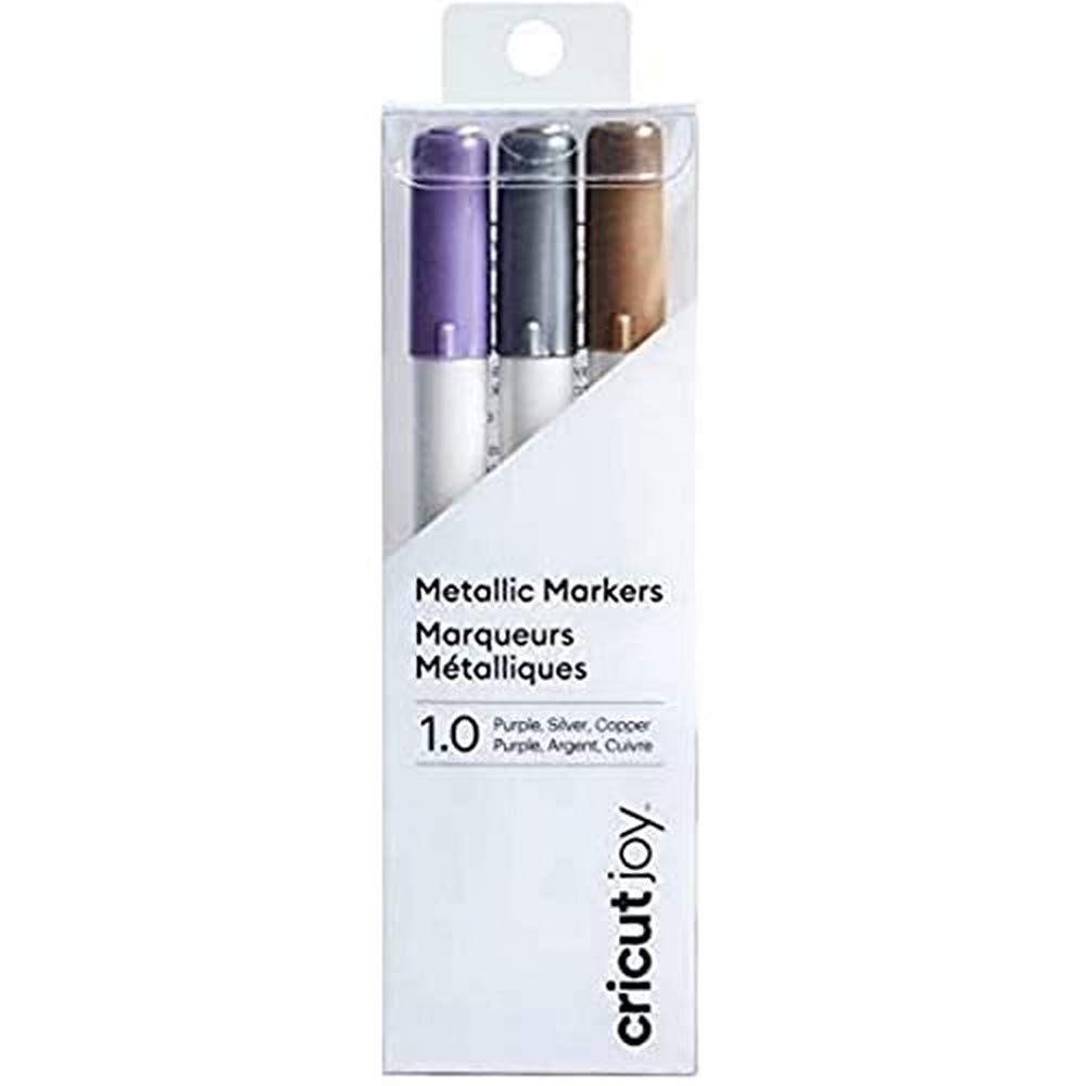 Cricut Joy Metallic Markers Set - 3 Pack (Violet, Copper, Silver) 1.0mm Fine Tip for DIY Crafts, Scrapbooking & Vinyl Projects