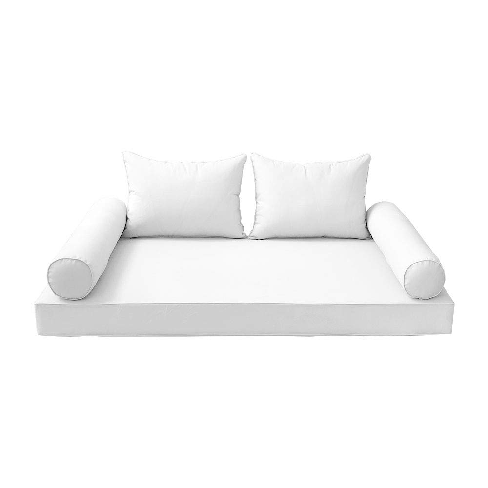 Prolinemax Outdoor Style 4 Twin-XL Piped Trim Daybed Mattress Bolster Pillow Fitted Sheet Cover Only - AD106 | Perfect for Patio Furniture, Sunroom Decor & Guest Bedding