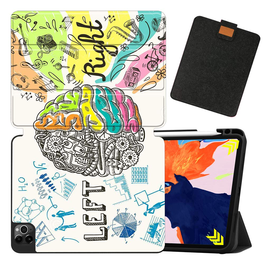 MAITTAO 2 in 1 iPad Pro 12.9 Case (4th Generation 2020) - Soft TPU Back Cover with Tablet Sleeve Bag, Compatible with Apple Pencil Holder, Wireless Charging & Auto Wake/Sleep - Protective Case for 2020 iPad Pro 12.9 - Perfect for Work, Travel & School Use