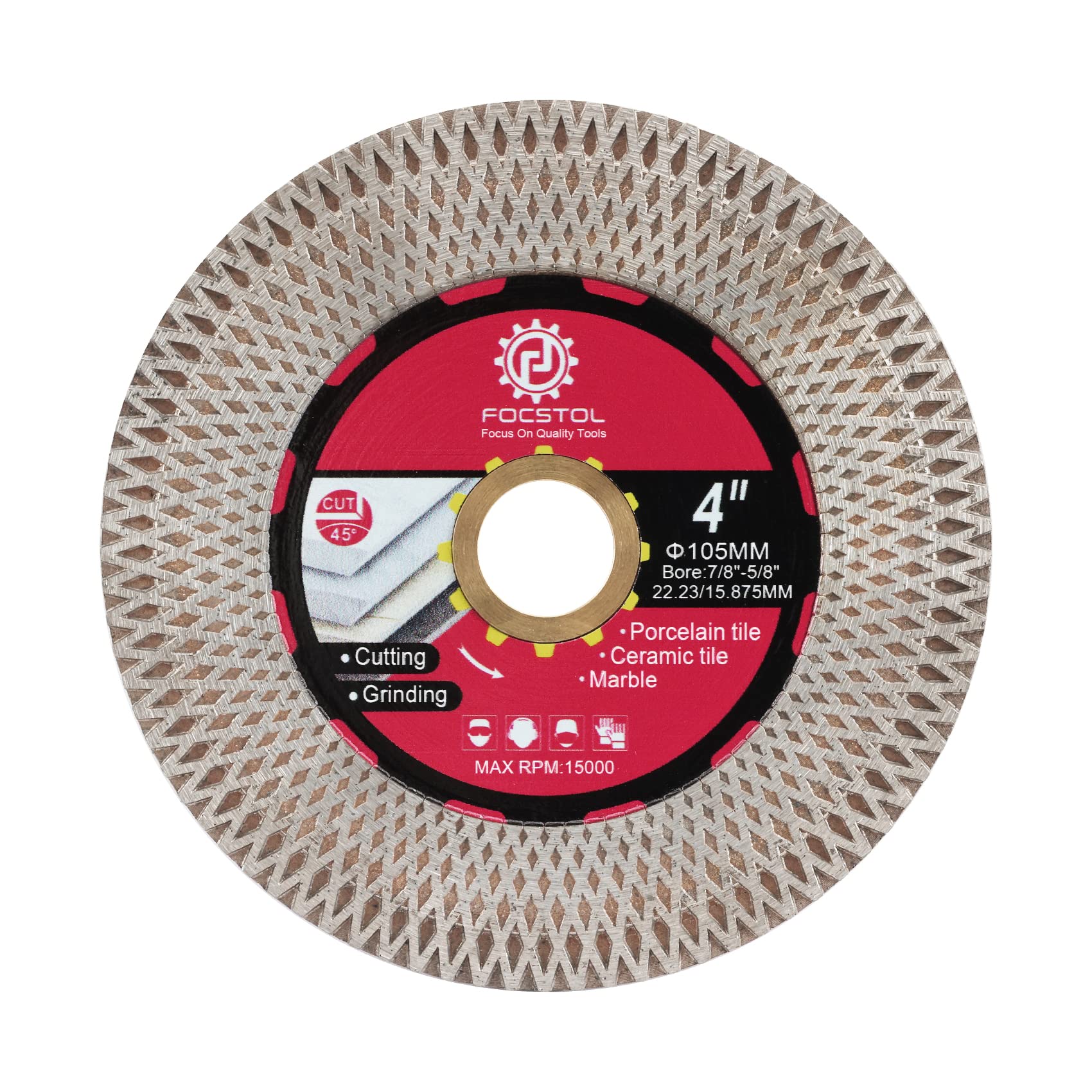 4'' Diamond Tile Saw Blade (105mm) - Premium Cutting & Grinding Disc for Porcelain, Ceramic, Marble, Granite & Artificial Stone - X Mesh Rim for Angle Grinder - Perfect for DIY Home Renovation, Bathroom & Kitchen Tile Installation