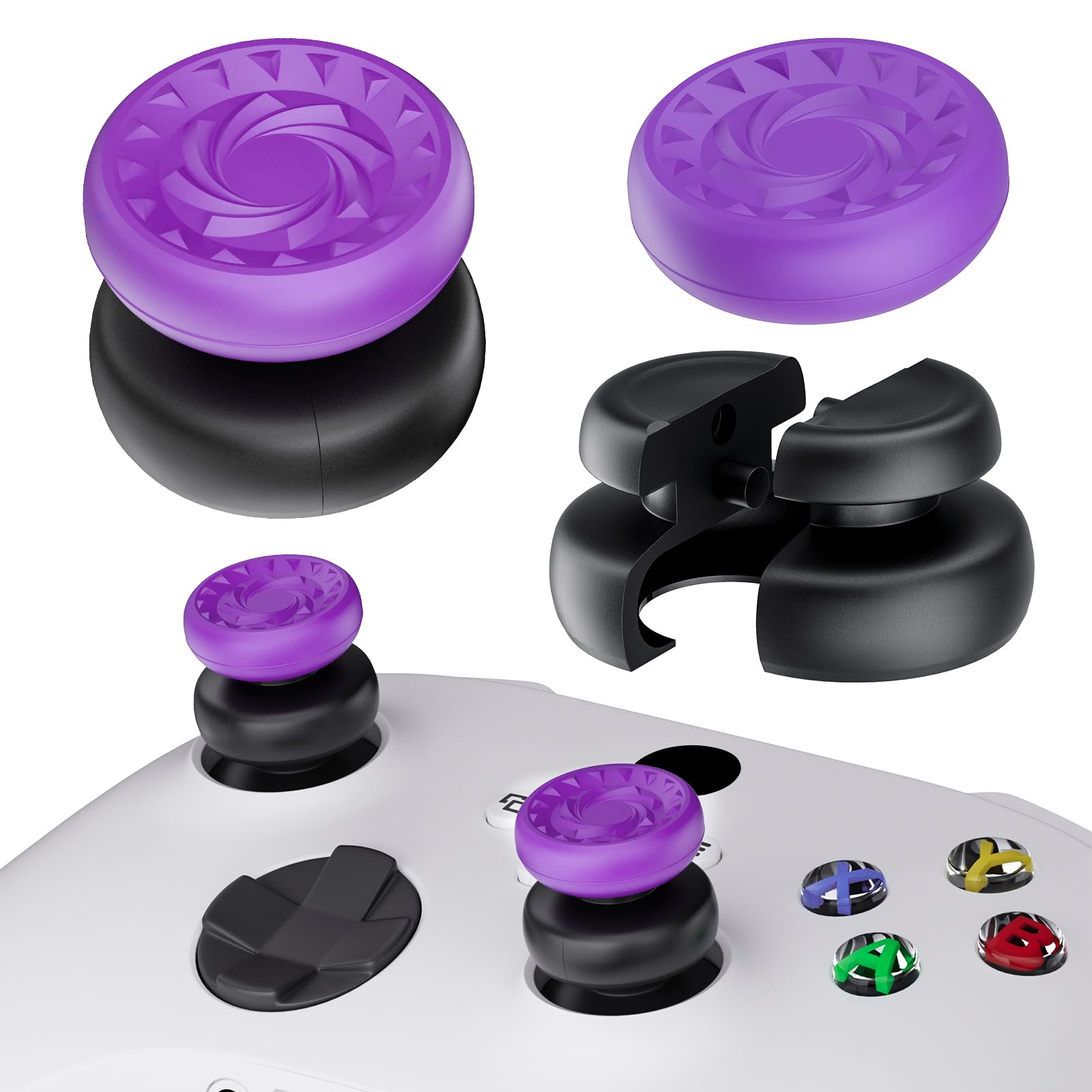 PlayRealm No-Slip Thumbstick Grip Extenders & Silicone Cover Set (2-Pack) for PS5 & PS4 Controllers - Whirlpool Pink | Enhanced Gaming Comfort & Precision for FPS, Racing & Action Games