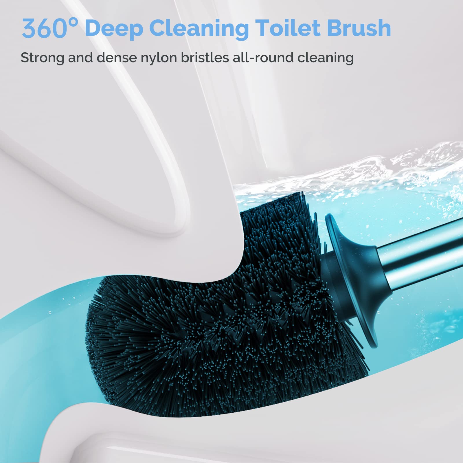HAMITOR 2-in-1 Toilet Plunger & Brush Set - Heavy Duty Stainless Steel Bathroom Cleaner for Clog Removal & Scrubbing