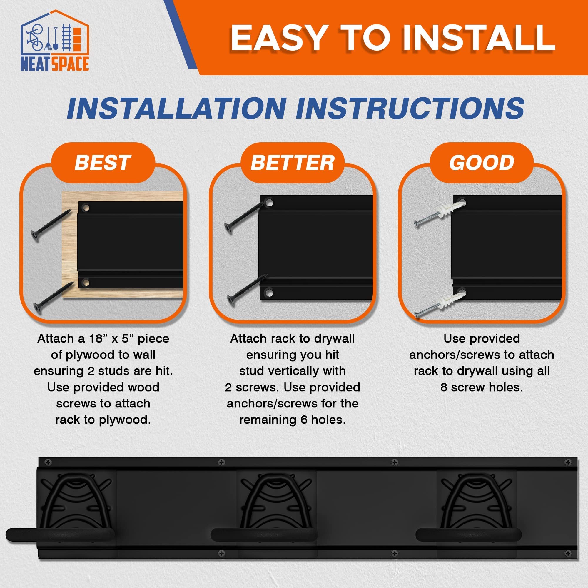 Wall Mount Bike Rack for Garage - Heavy Duty Bike Hanger Storage for Home & Cycling
