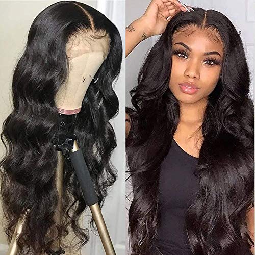 5x5 Transparent Lace Closure Human Hair Wigs for Black Women - Brazilian Unprocessed Virgin Hair Lace Front Wig with Baby Hair, 180% Density, Natural Black (5x5, 18 Inch) - Perfect for Daily Wear, Special Occasions & Protective Styling