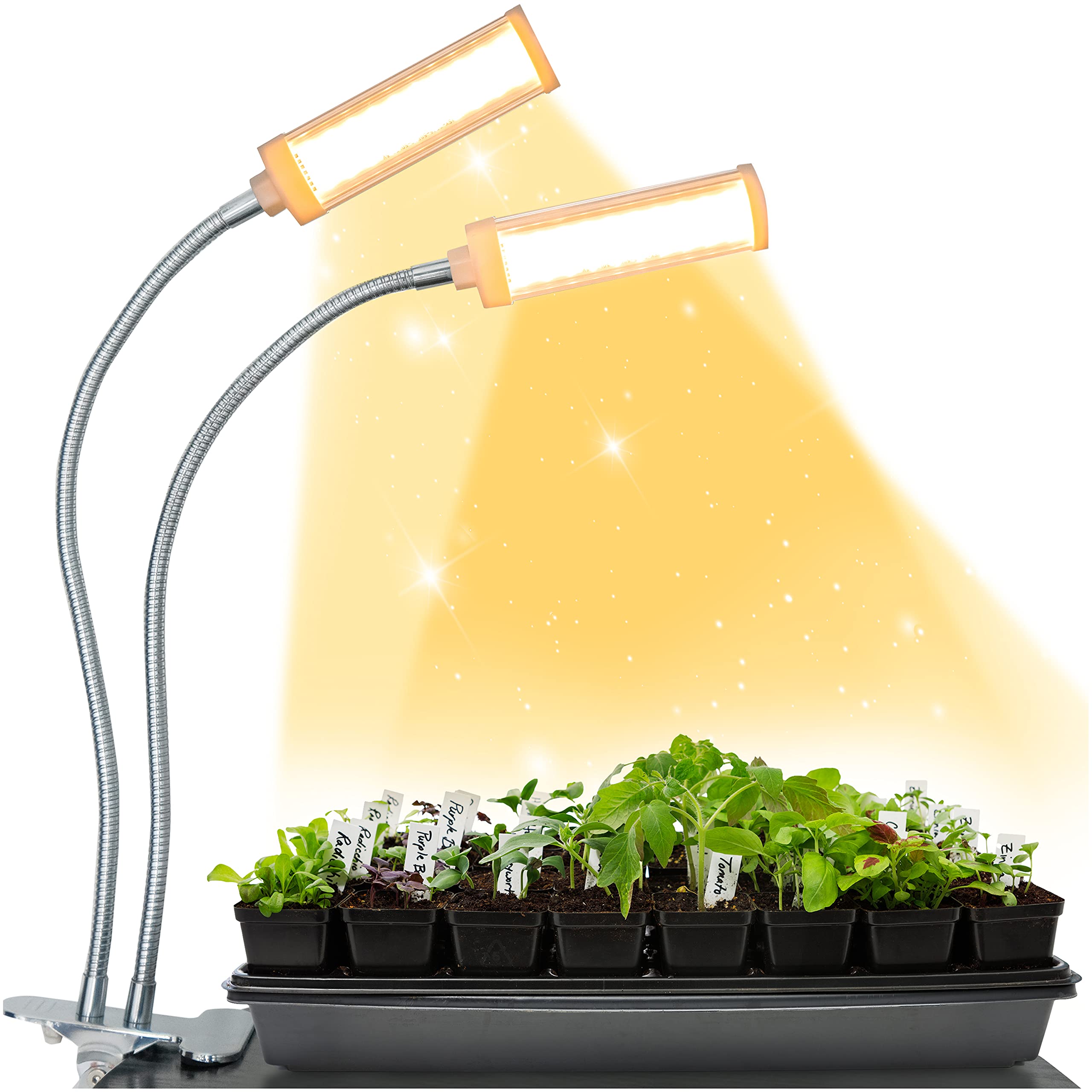 **Best LED Grow Lights for Indoor Plants & Seedlings – Dual Head Full Spectrum Plant Growing Lamp with 100 Bulbs, Auto On/Off Timer, Adjustable Gooseneck & Desk Clip – Perfect for Hydroponics, Succulents, Herbs & Home Gardening**