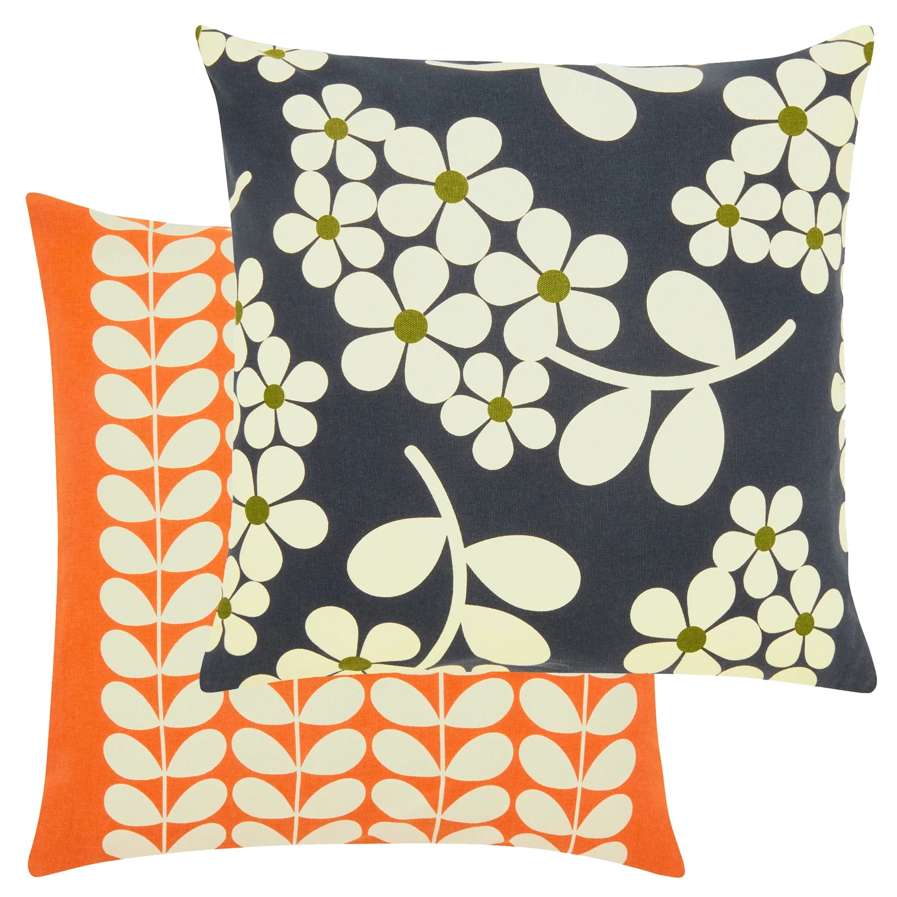 Orla Kiely Wisteria Pattern Decorative Throw Pillow Cover - Navy Blue Home Decor for Living Room, Bedroom & Sofa