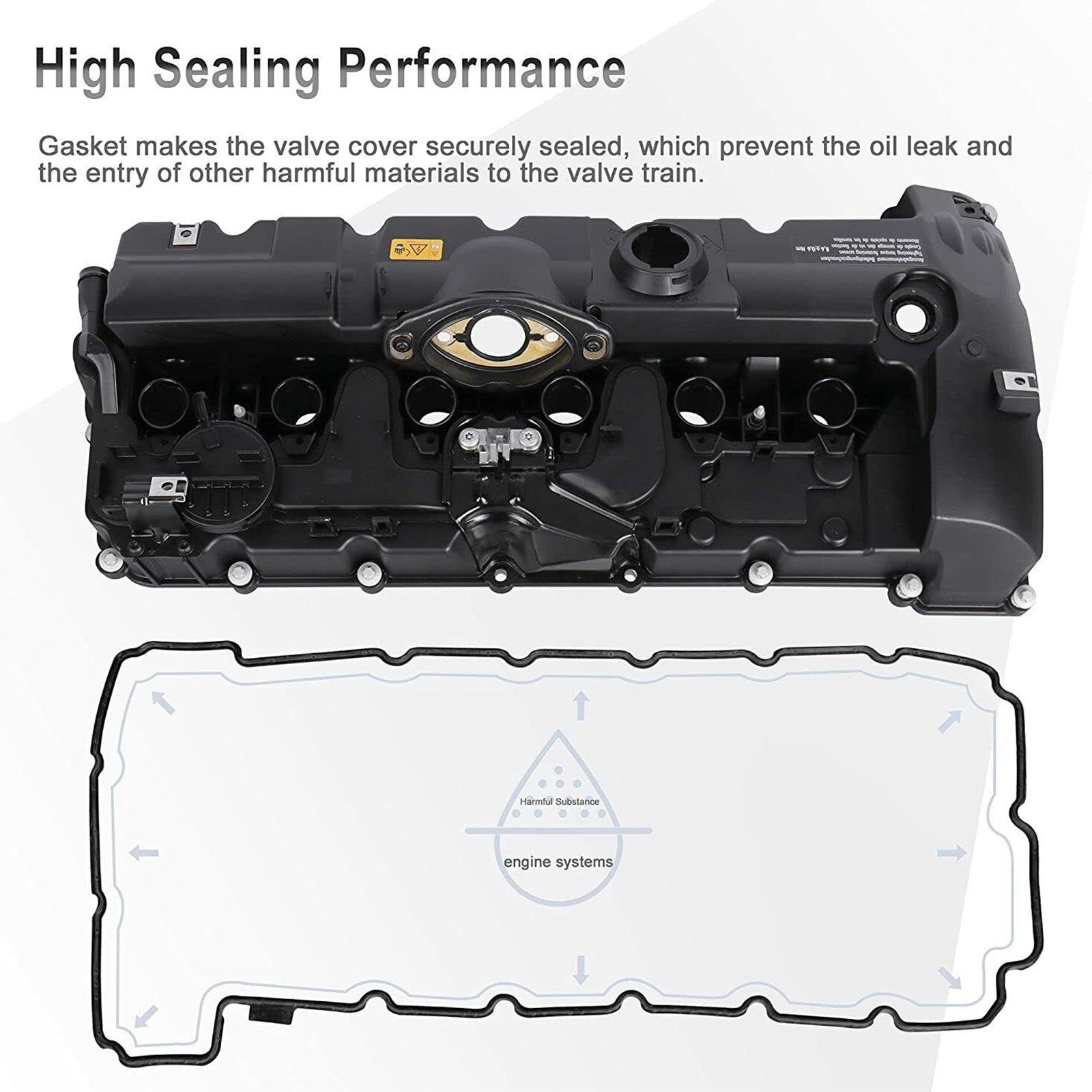 BMW 528xi 2008 L6 3.0L Valve Cover with Gasket & Bolts - OEM Replacement Part #11127552281 URO011833 264 935 - Perfect for Engine Repair & Maintenance