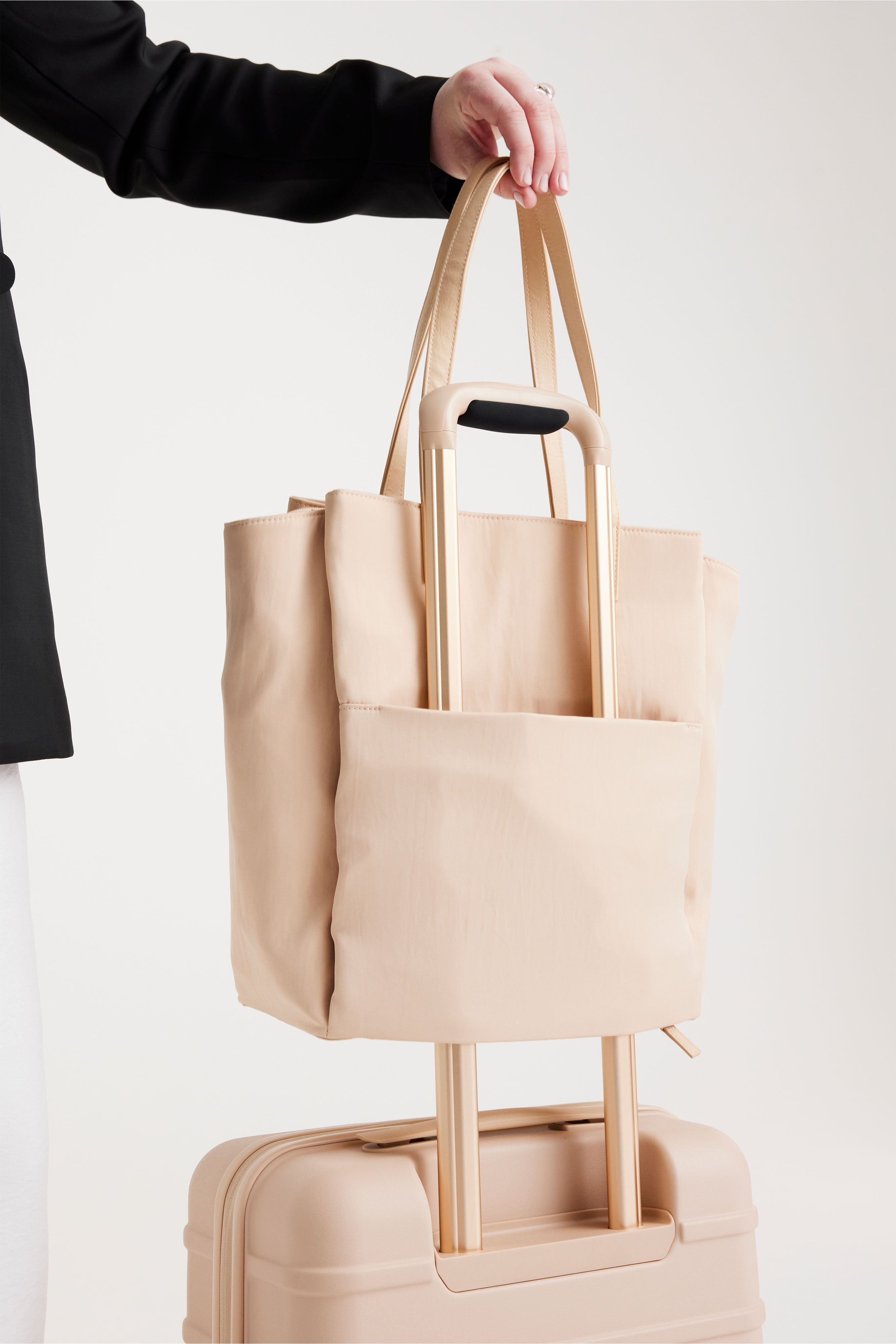 Stylish Beige Commuter Tote Bag for Women - Large Work Tote with Laptop Pocket - Perfect for Office, Travel & Everyday Use