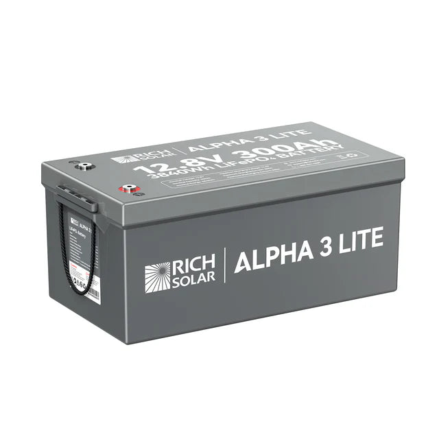 Rich Solar Alpha 3 12V 300Ah LiFePO4 Lithium Iron Phosphate Battery - Deep Cycle Solar Battery for RV, Marine, Off-Grid & Solar Power Systems