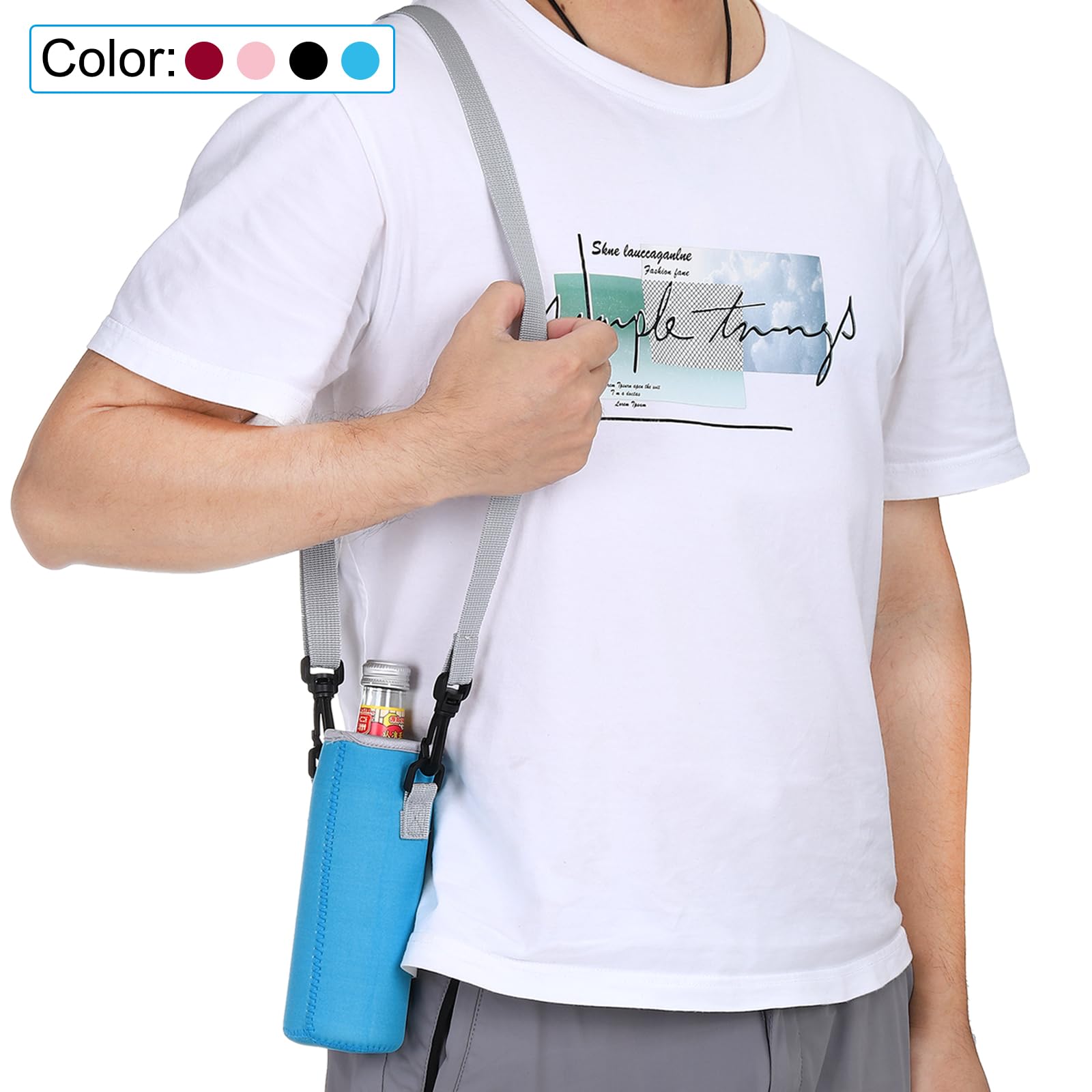 PATIKIL Insulated Water Bottle Sling Bag - Adjustable Neoprene Shoulder Strap Carrier for Hiking, Gym & Travel - Keeps Drinks Cold/Hot On The Go