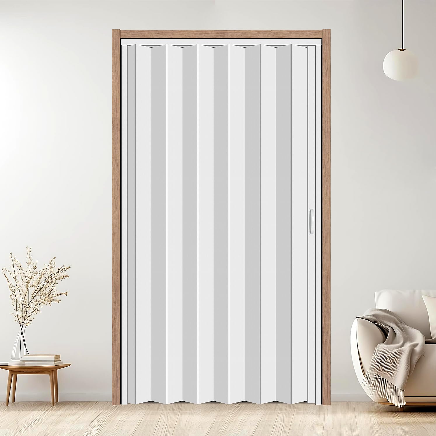 CCBOYSHARDWARE 48x80 Inch White Interior Accordion Door - Easy Install Folding Closet Door with Hardware Kit | Perfect for Bedrooms, Closets & Room Dividers