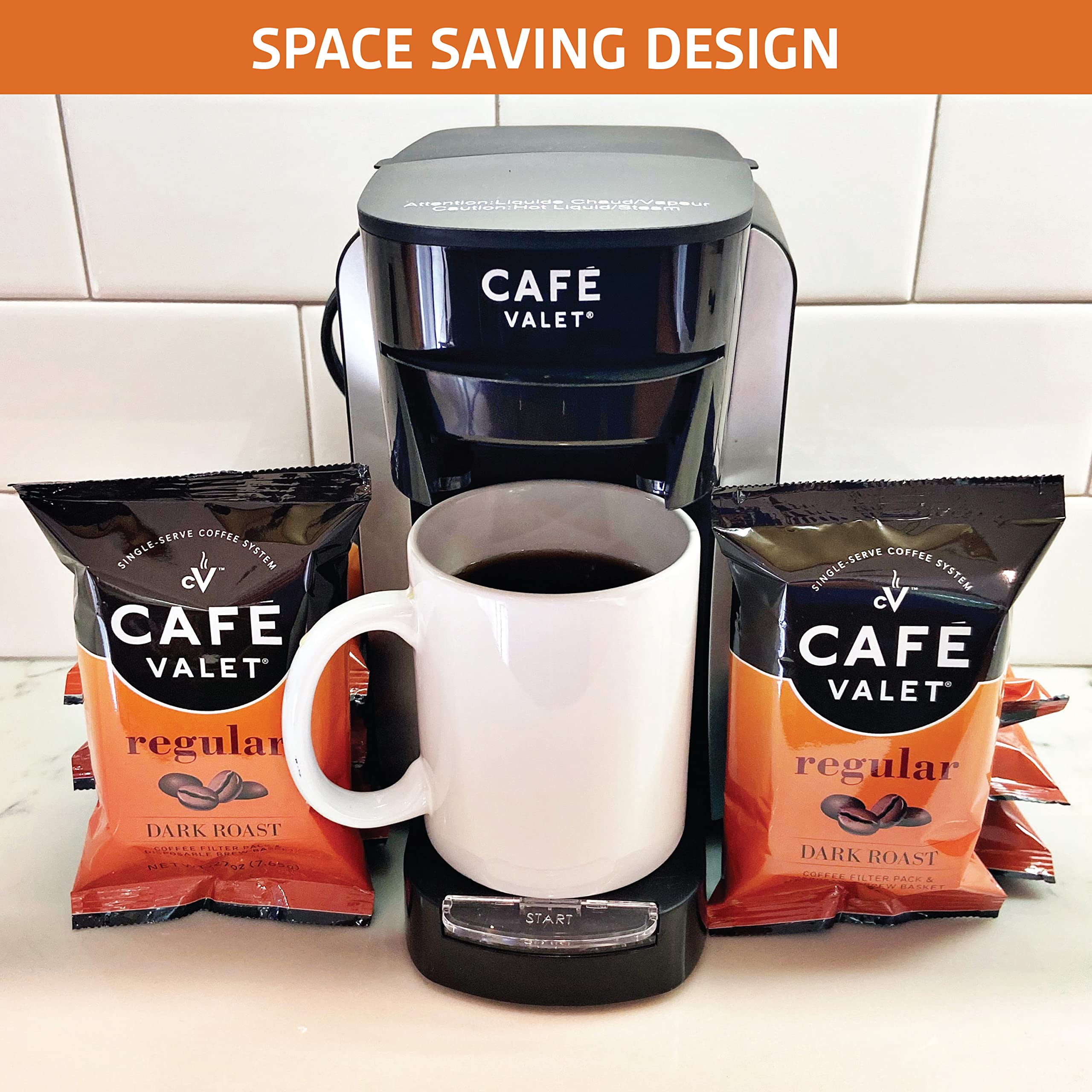 Premium Cafe Valet Single Serve Coffee Pods - 100% Arabica Dark Roast & Decaf, Individually Wrapped (168 Count) - Perfect for Office, Home & Travel Use