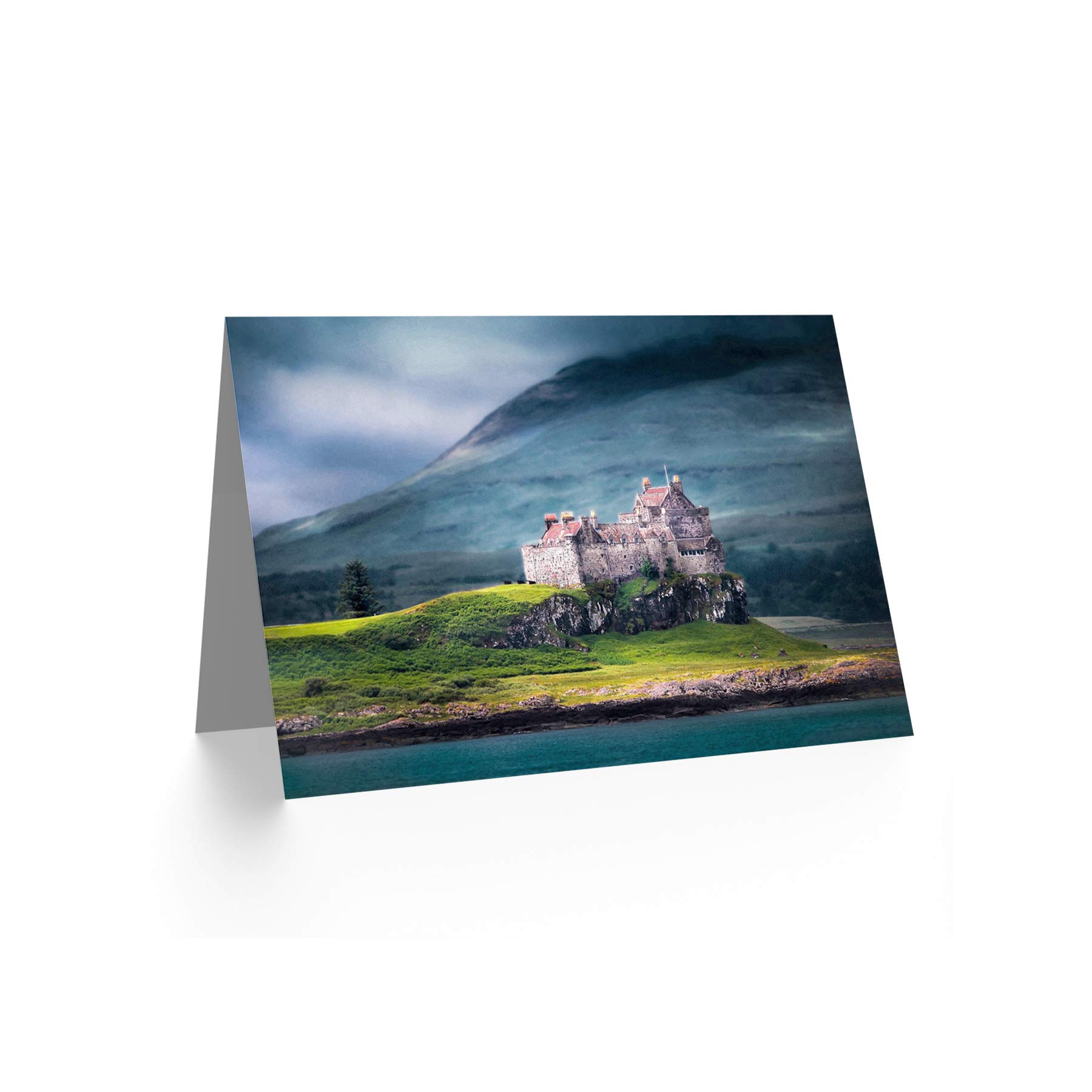 Wee Blue Coo Duart Castle Scotland Isle of Mull Photo Blank Greeting Card - Perfect for Birthdays, Anniversaries & Scottish-Themed Celebrations