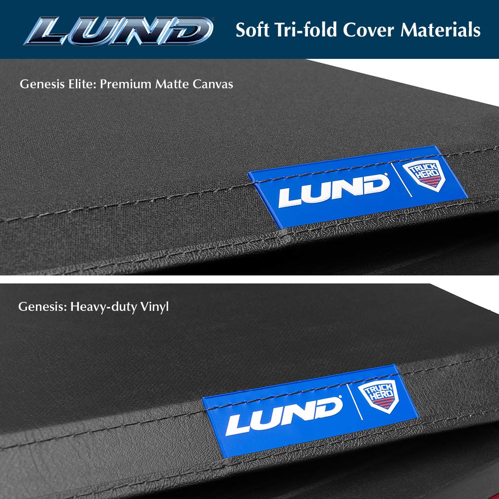 Lund Genesis Tri-Fold Soft Folding Truck Bed Tonneau Cover for 2022-2023 Nissan Frontier 6' Bed (73.3