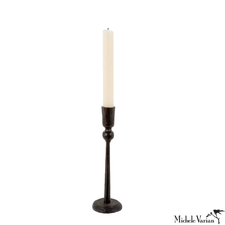9 Inch Blackened Metal Candle Holder - Vintage Home Decor for Dining Table, Wedding Centerpiece & Fireplace Mantel