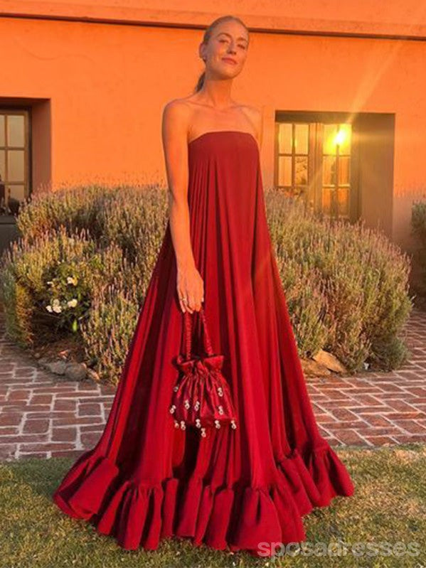 Elegant Dark Red A-Line Maxi Long Prom Dress for Women - Perfect for Evening Parties, Homecoming, and Formal Events