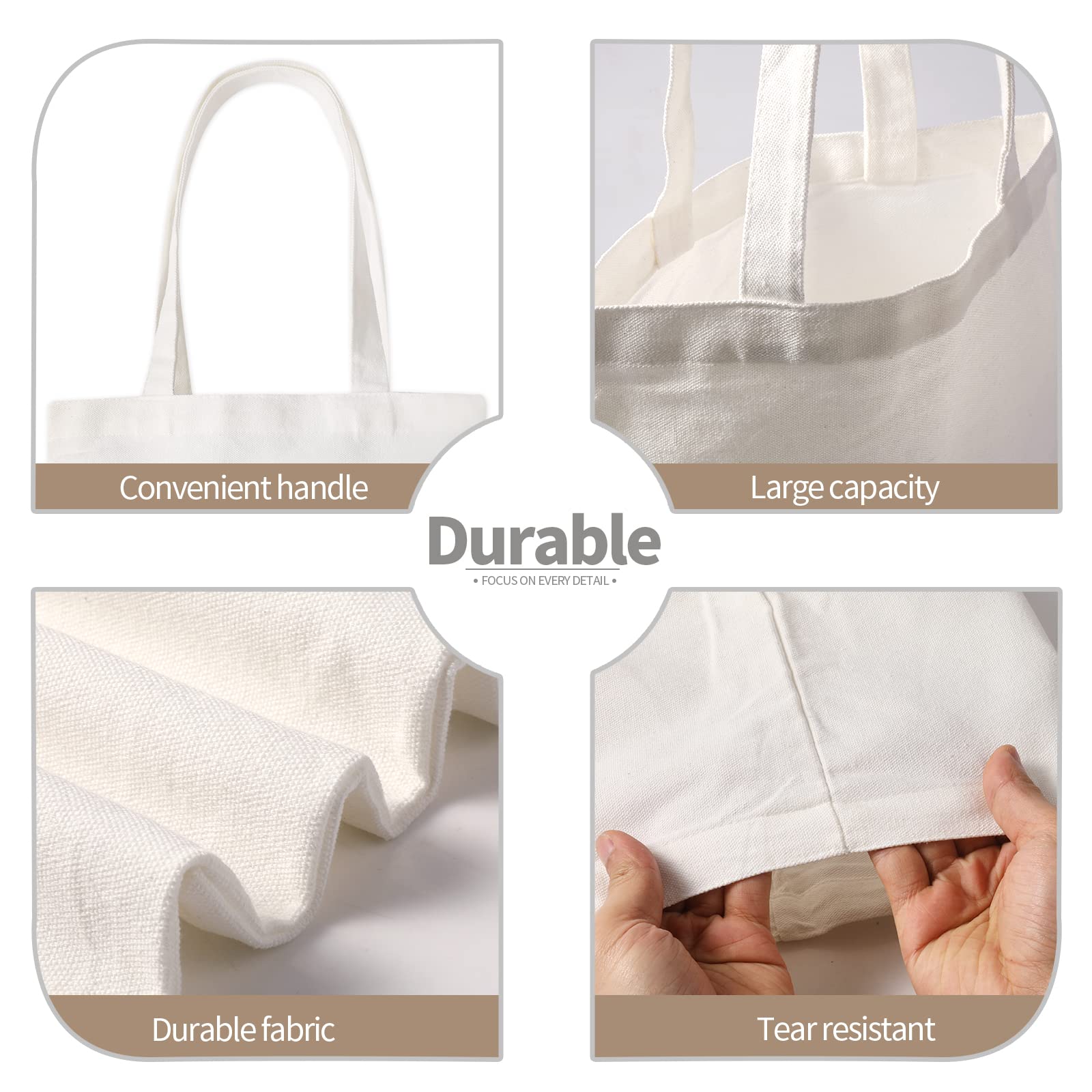 20-Piece Sublimation Tote Bags - DIY Blank Canvas Grocery Bags for Custom Printing, Crafting & Decorating - Perfect for Personalized Gifts, Shopping & Beach Outings