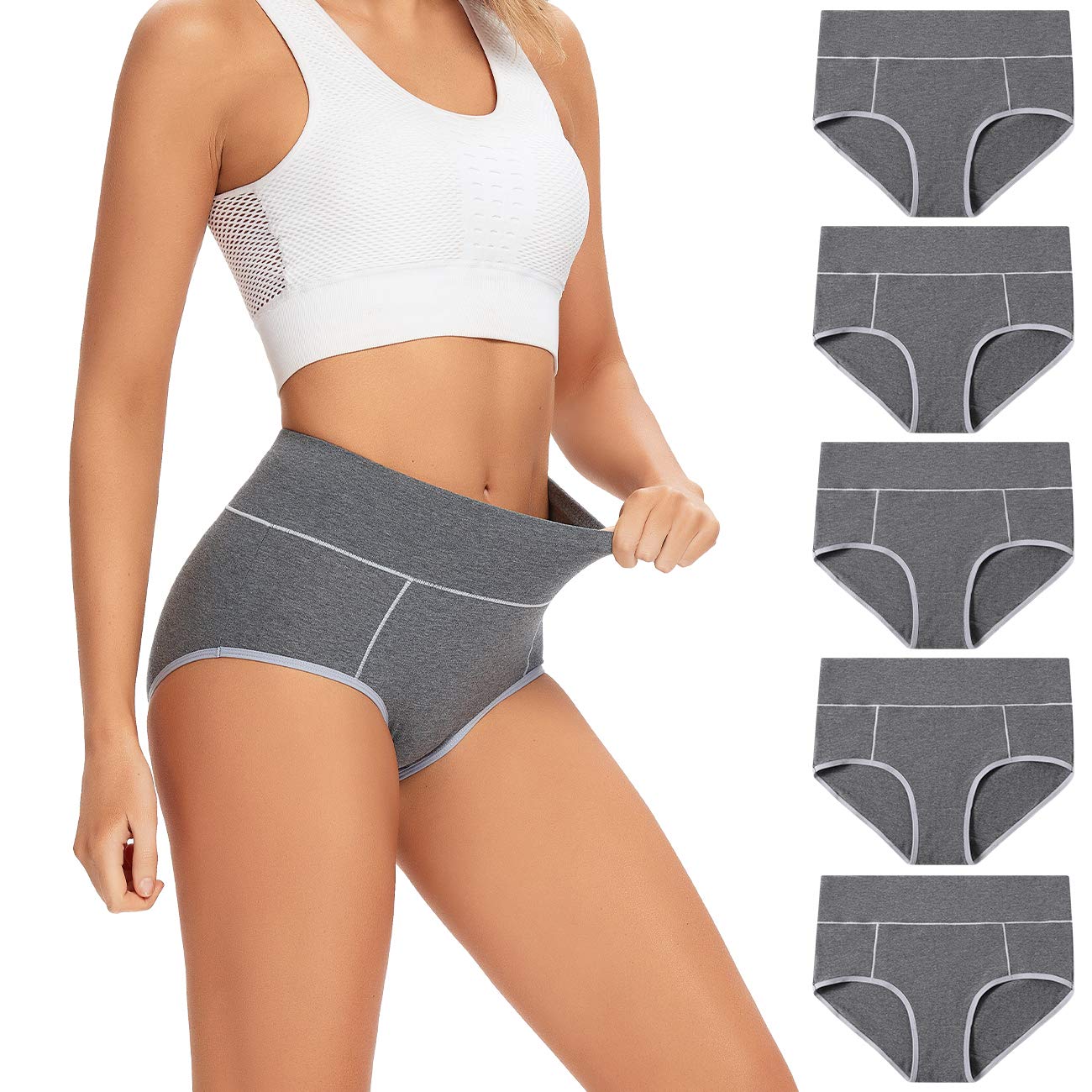 POKARLA Women's Cotton Underwear - High Waist Full Coverage Briefs - Soft Breathable Postpartum Panties - Stretch Underpants for Comfort & Support - Perfect for Pregnancy, Postpartum Recovery & Everyday Wear