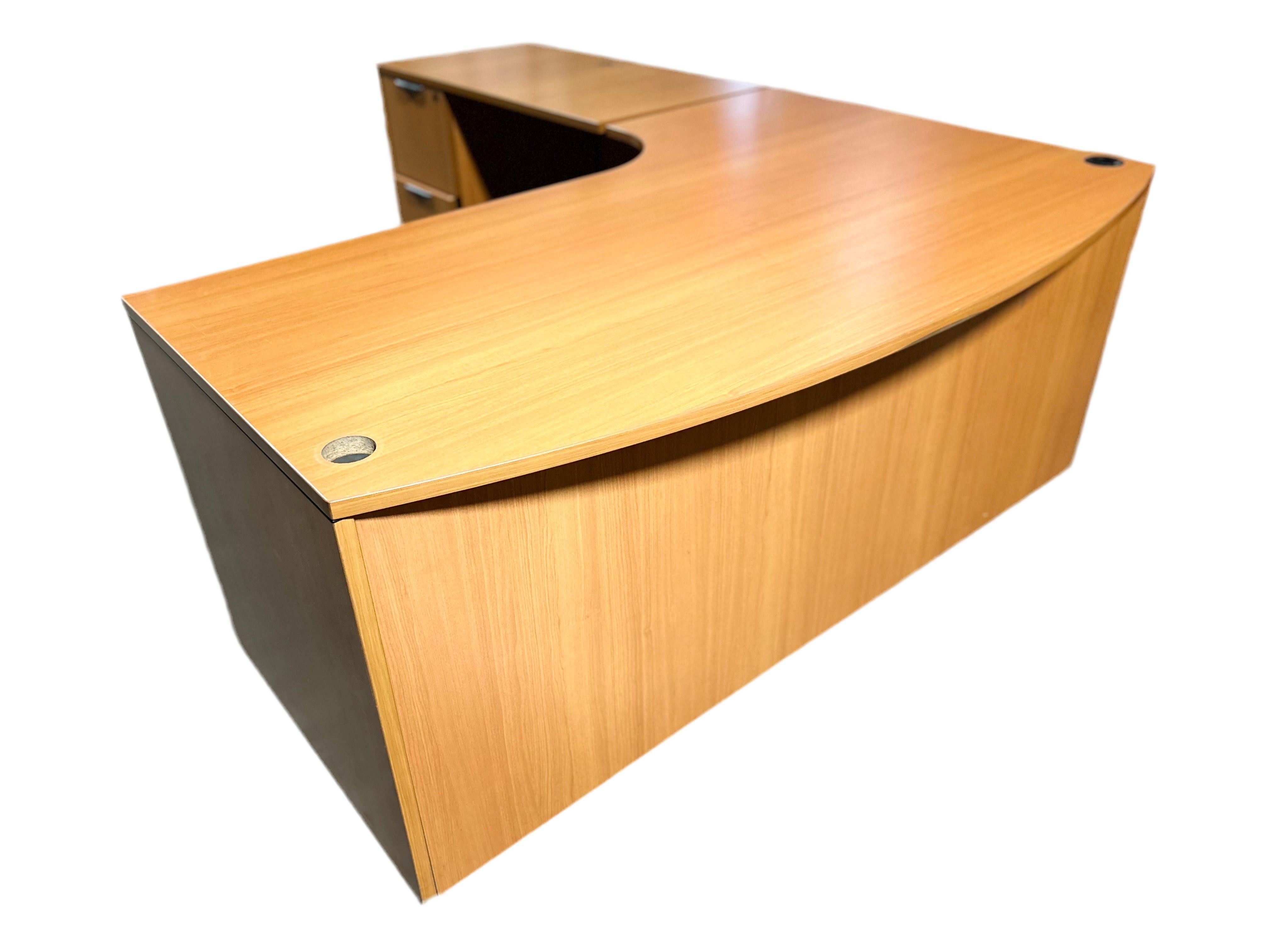 Vintage Bow Front Desk - Antique Wooden Writing Desk with Curved Front for Home Office, Study & Library | Classic Style Furniture for Small Spaces & Apartments