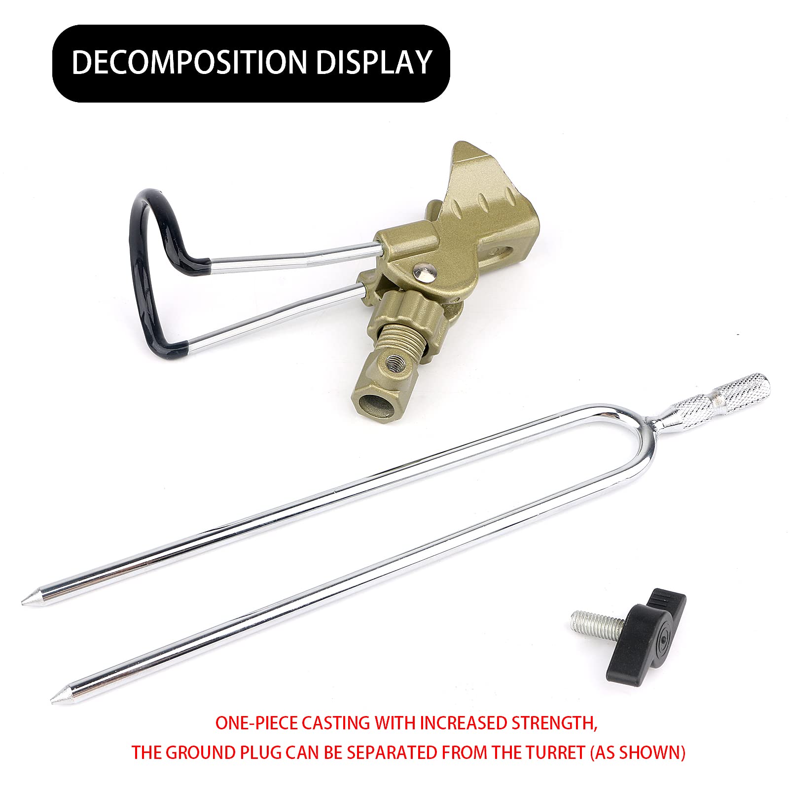 **Universal Adjustable Fishing Rod Holder with Alarm Bells - Dual-Purpose Hand & Sea Ground Plug for Bank Fishing | Perfect for Shore, Boat & Ice Fishing**