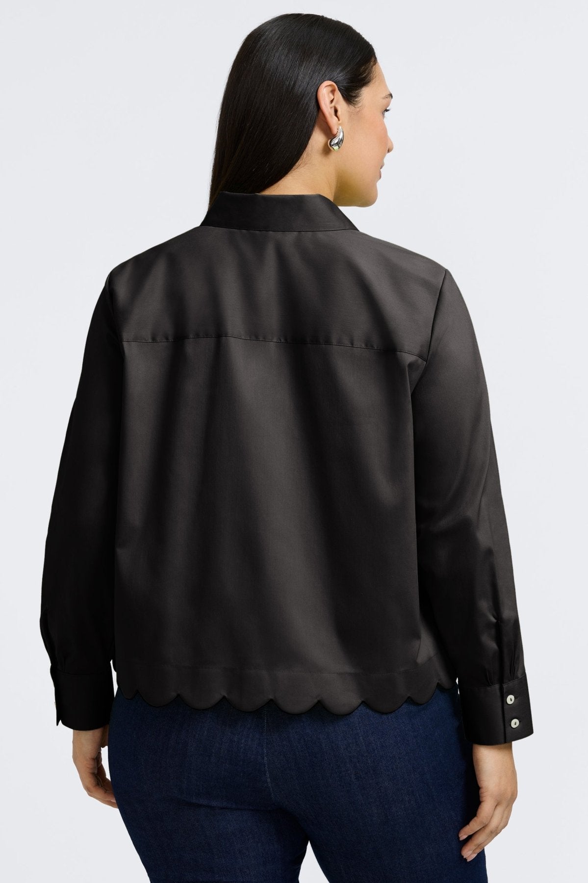 Scarlett Plus No Iron Stretch Matte Sateen Long Sleeve Shirt for Women - Wrinkle-Free Office Blouse, Comfortable Business Casual Top for Work & Professional Wear